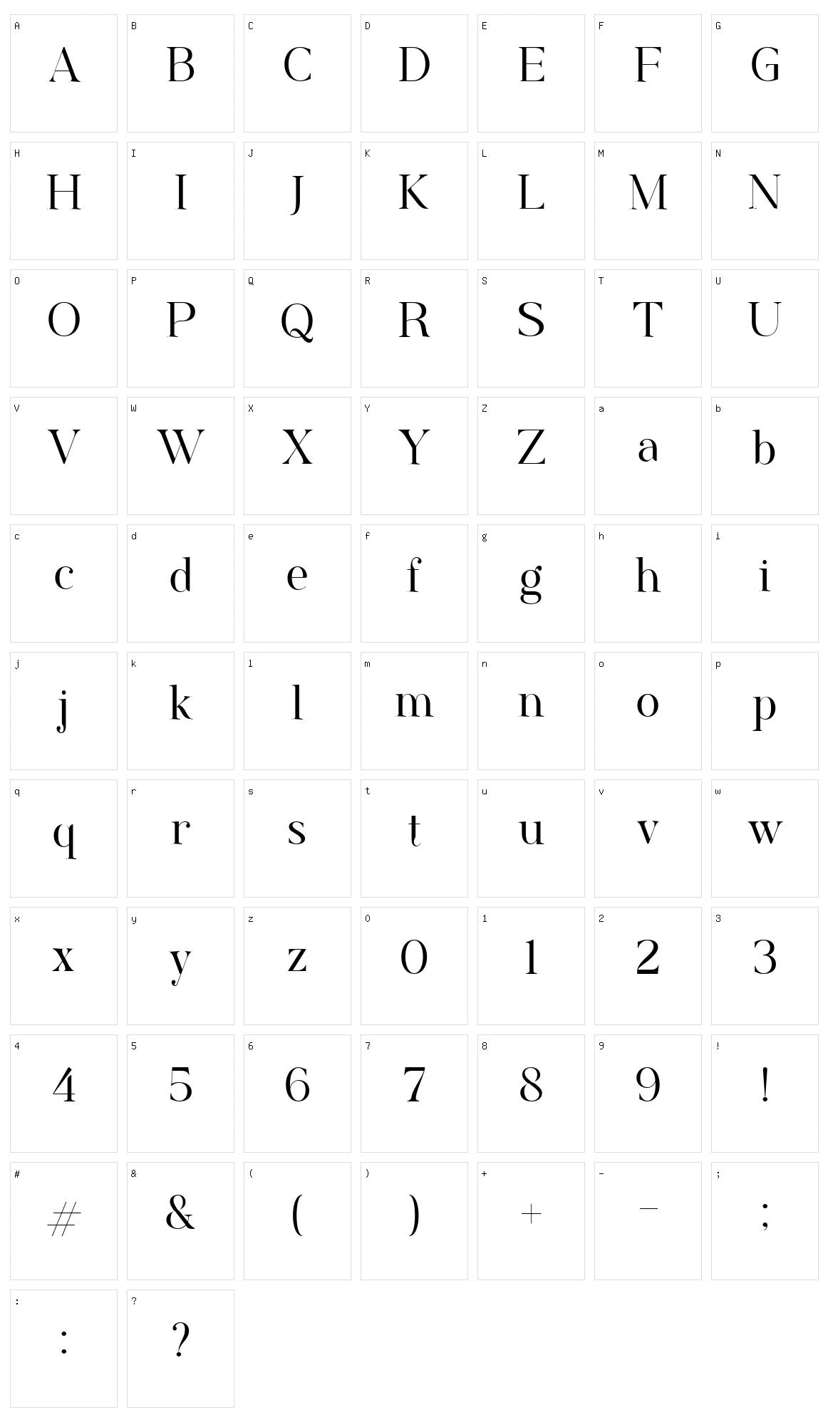 Rostemary Character Set