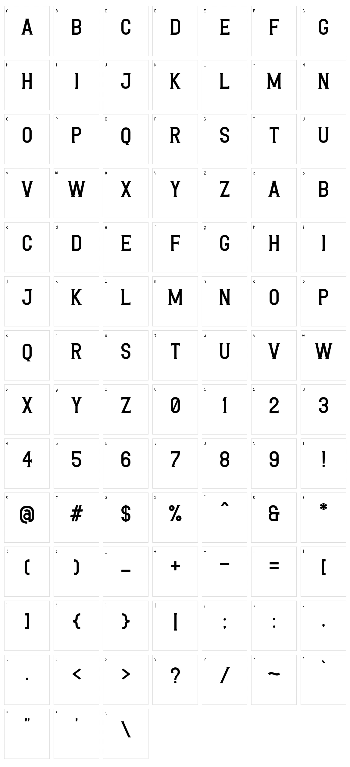 Rutheride Character Set