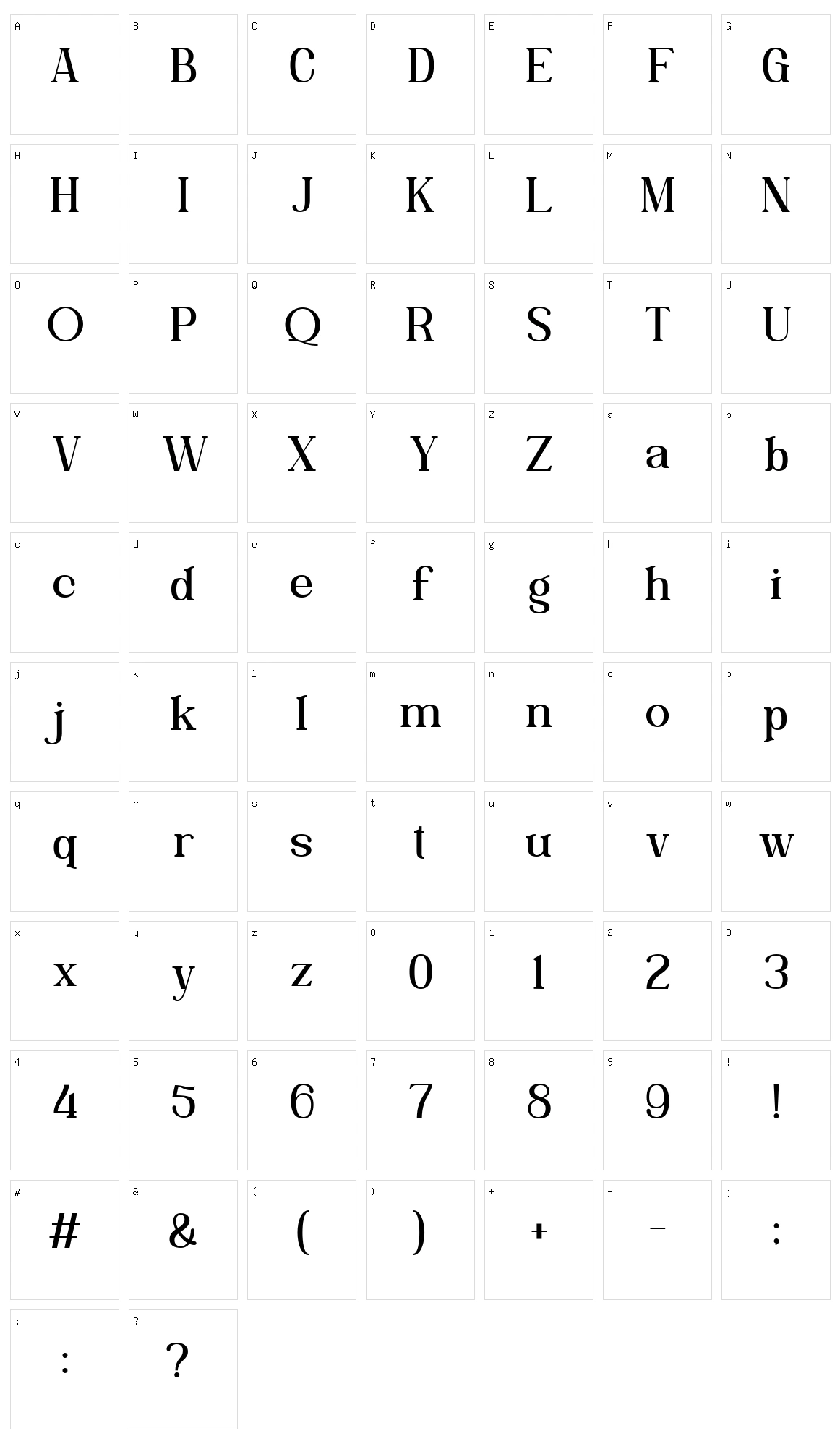 Sacramento Character Set