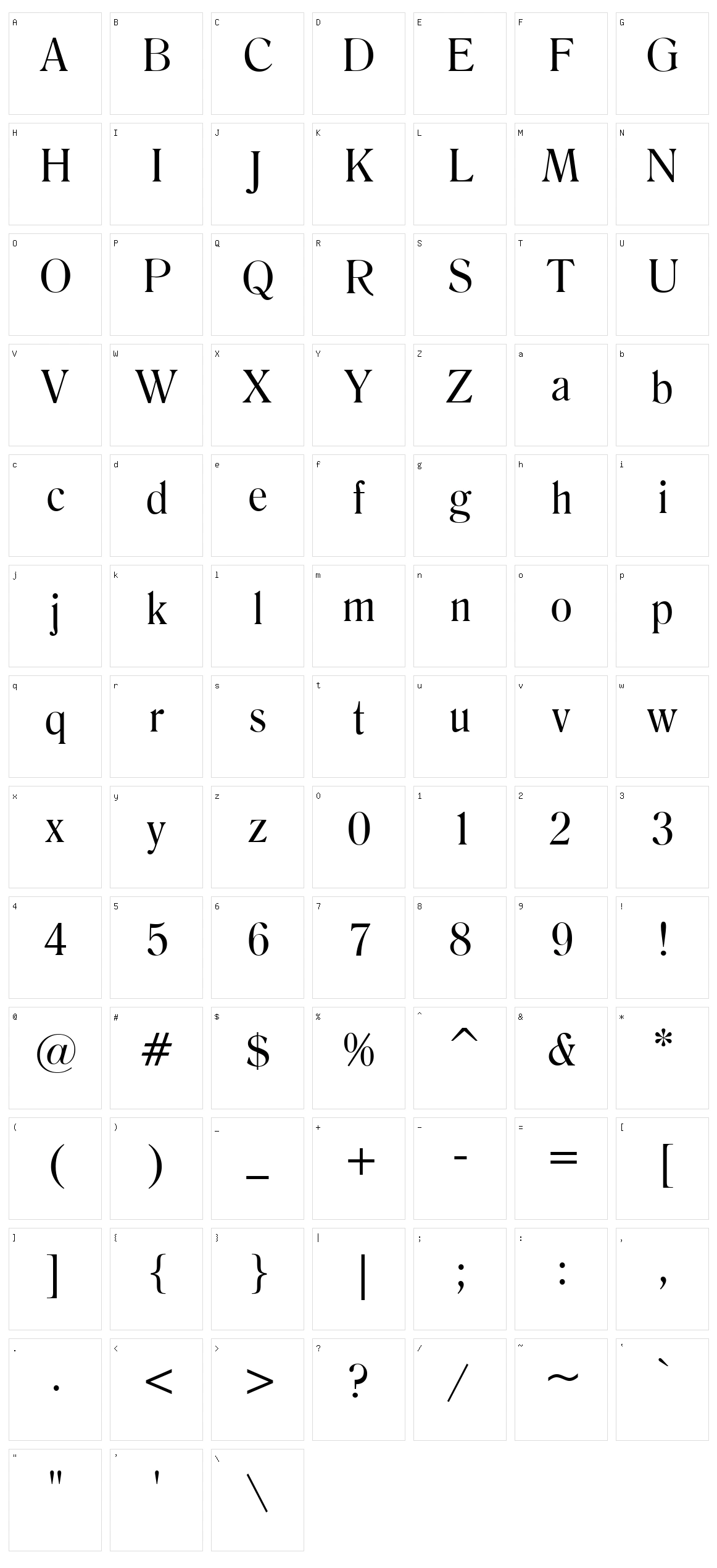 Salernomi J Character Set