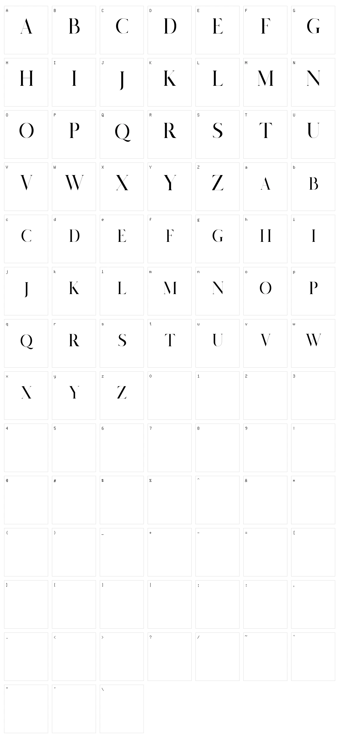 Salvalyn Character Set