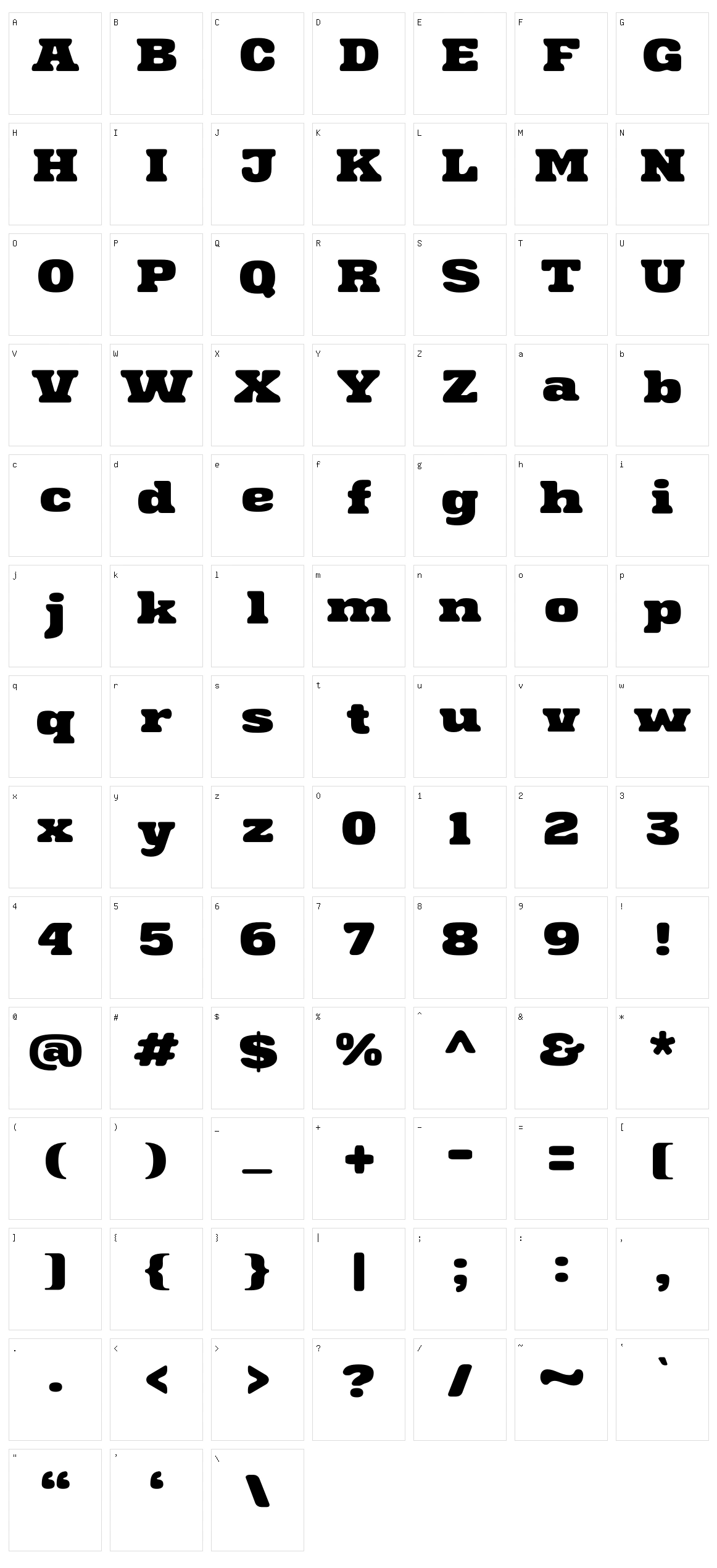 Sernest Character Set