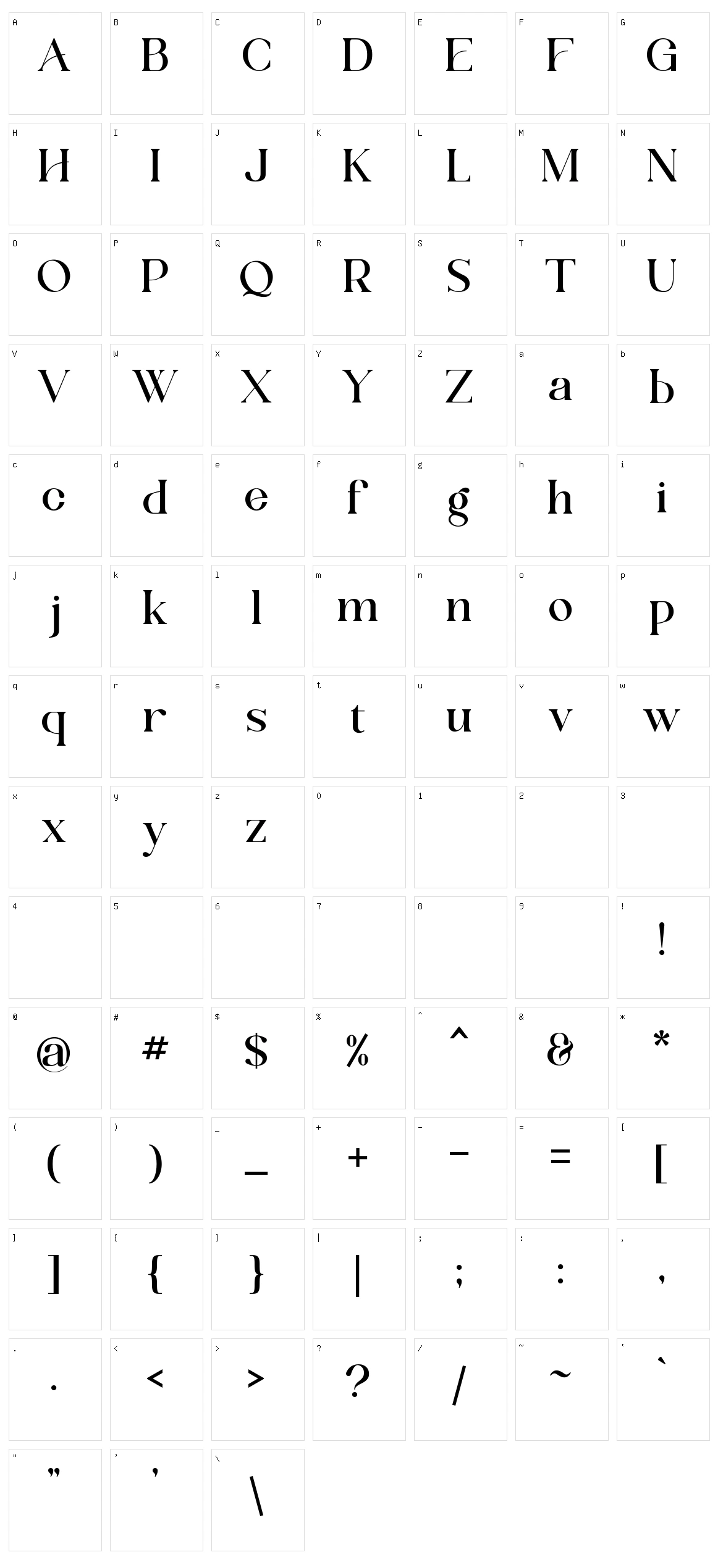 Shandora Character Set