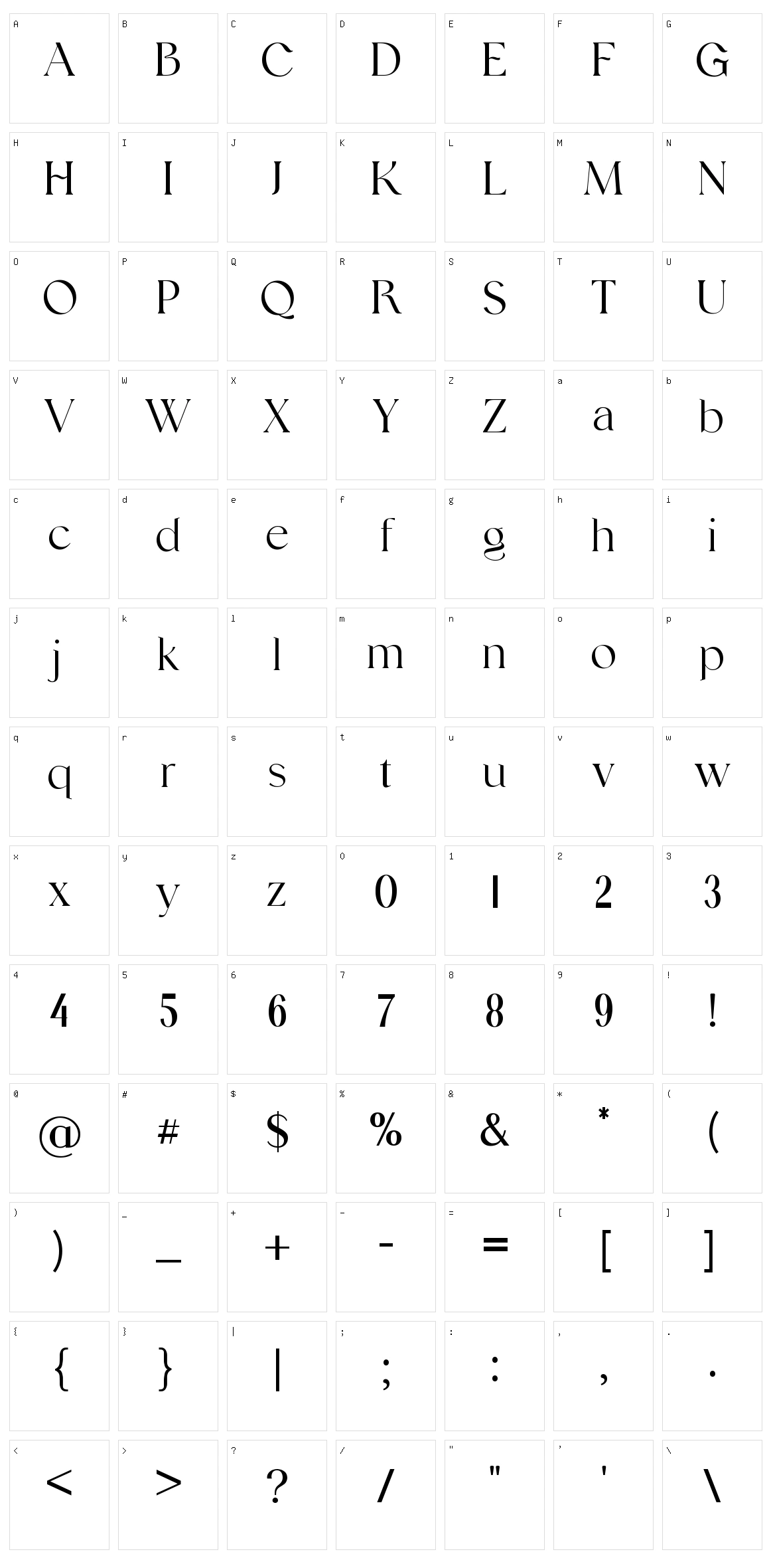 Silvania Character Set