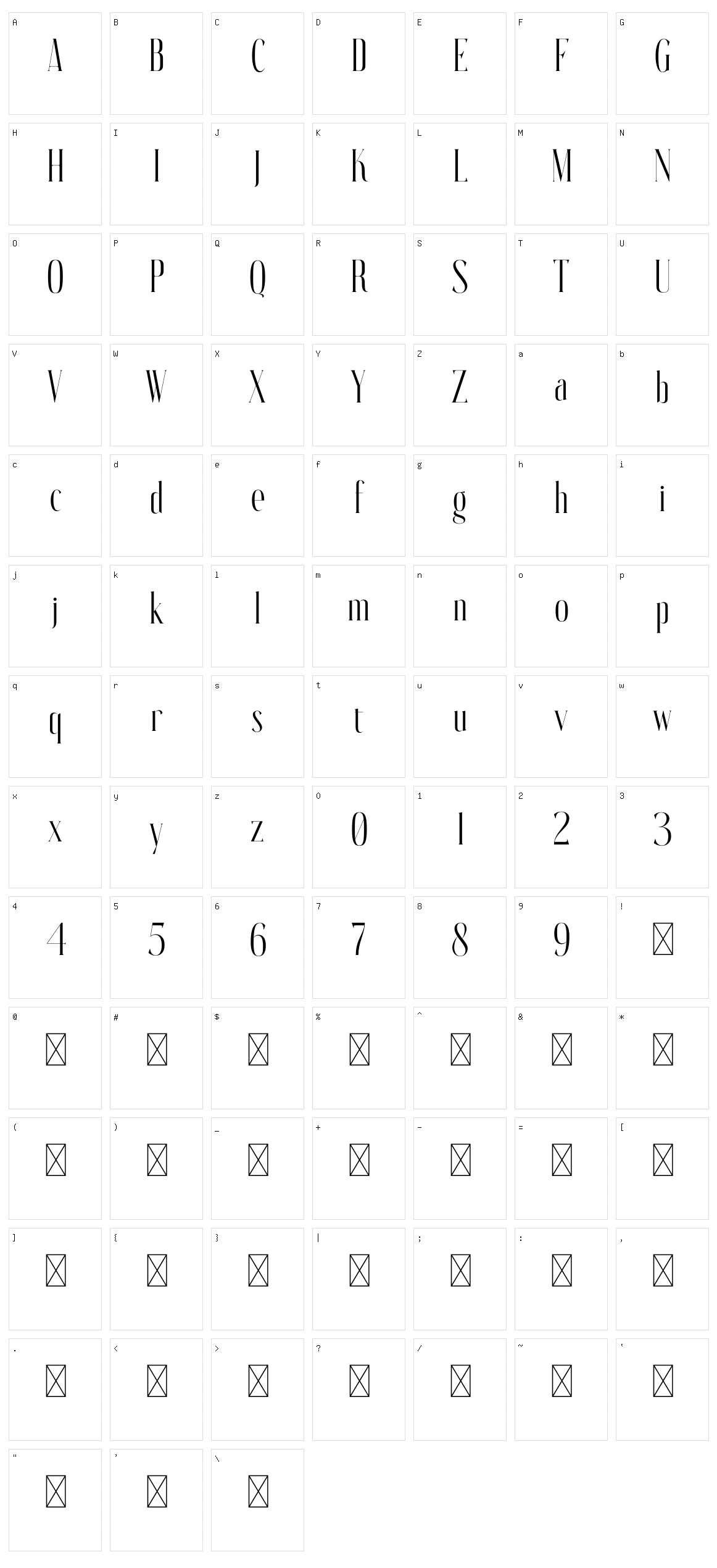 Snagrids Character Set