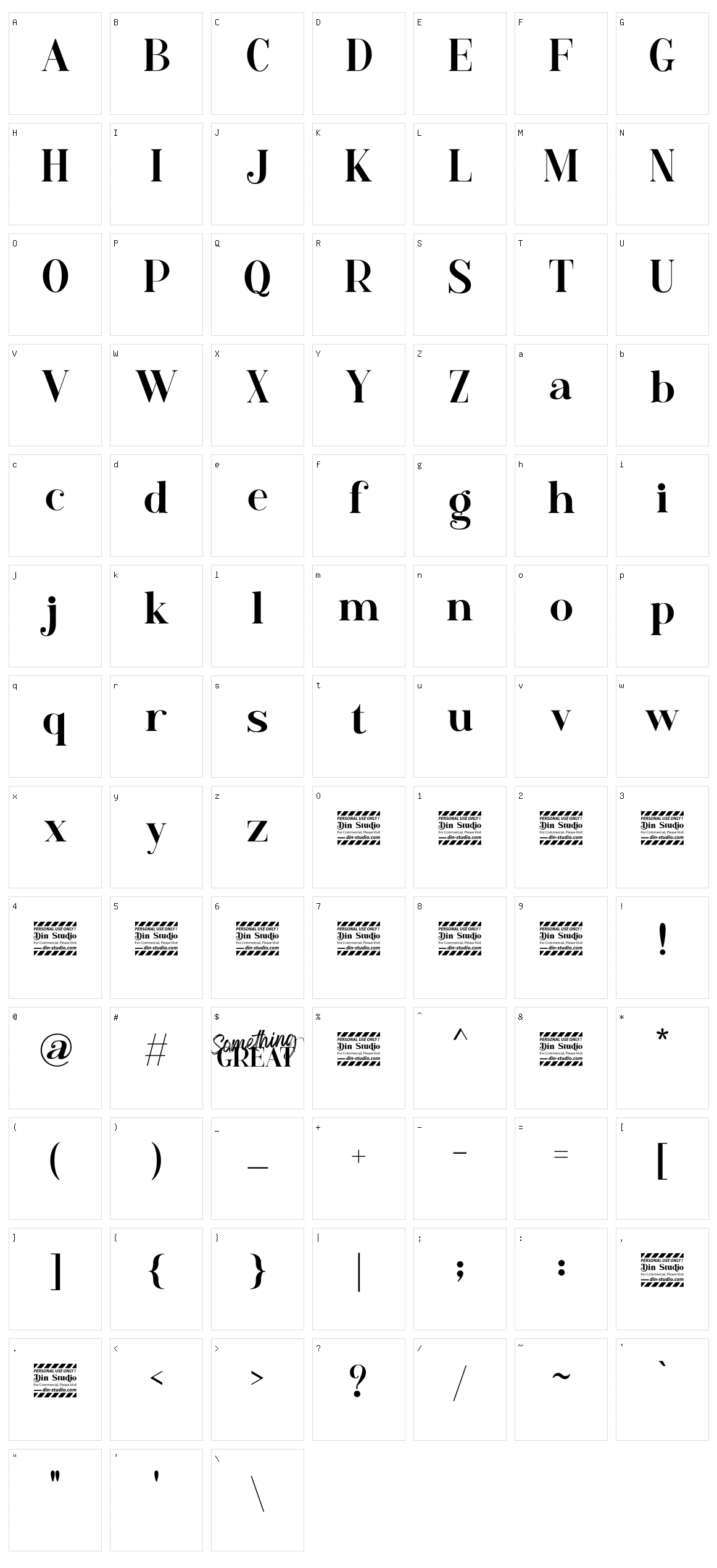 Something Great Serif Character Set