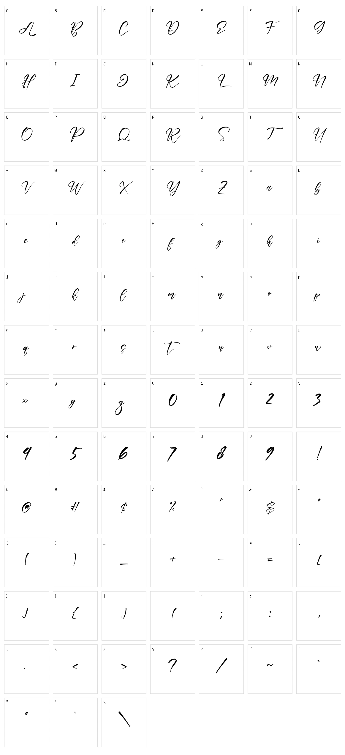 Tabernae Montana Serif Character Set