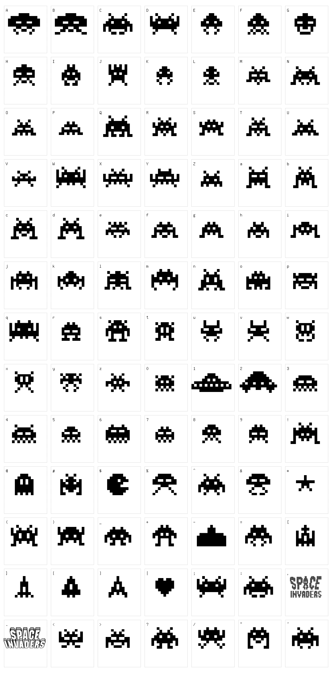 Invaders Character Set