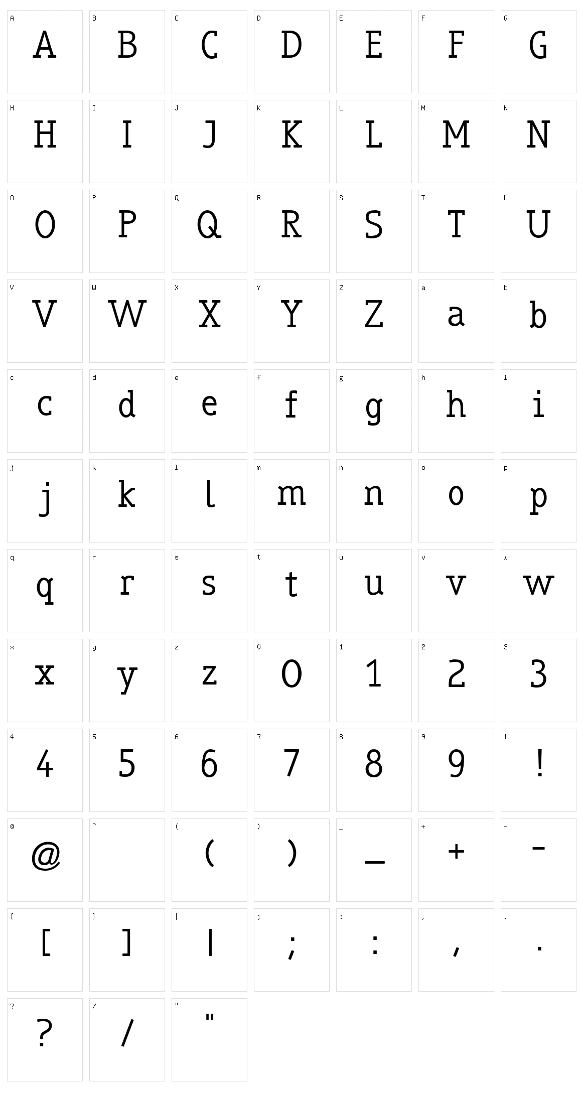 Truebo Serif Character Set