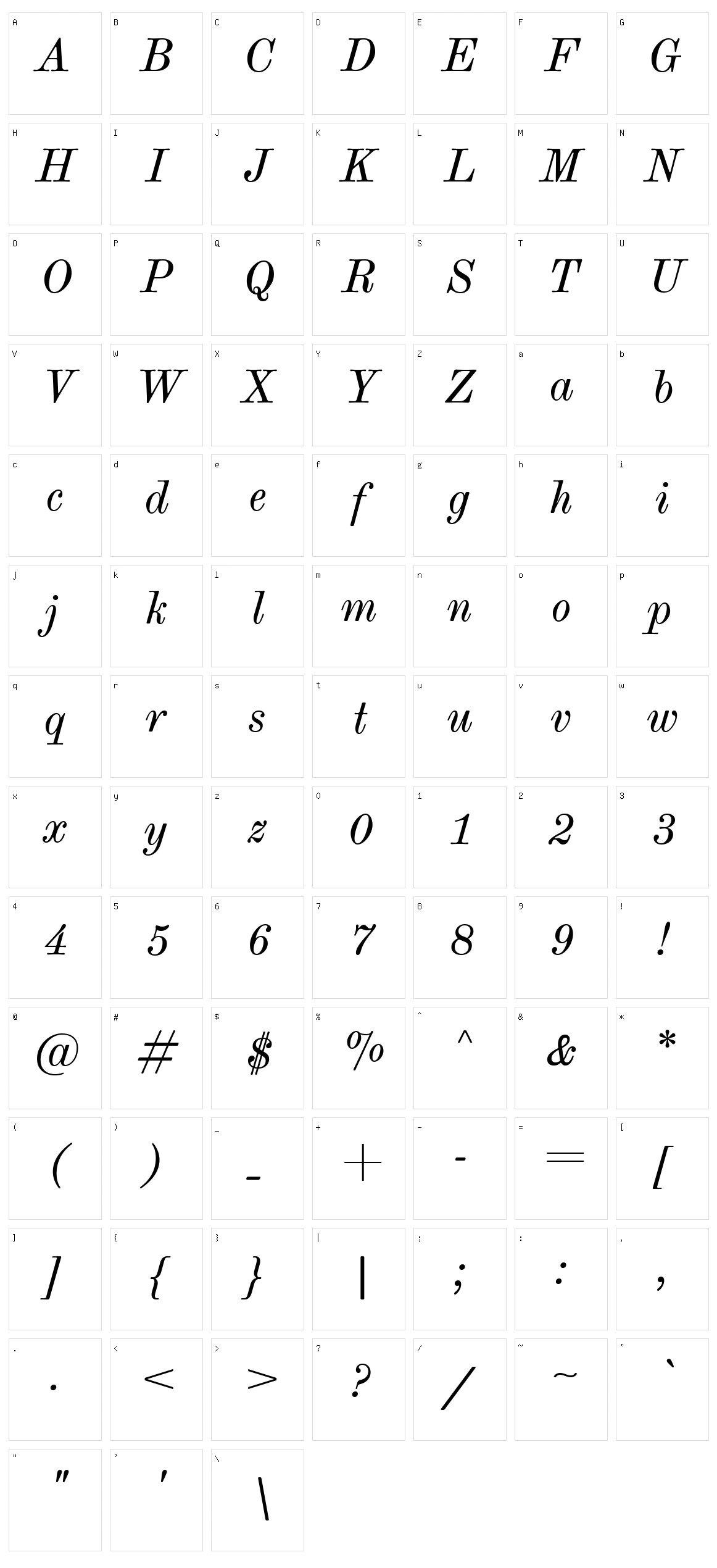TT Marxiana Antiqua Character Set