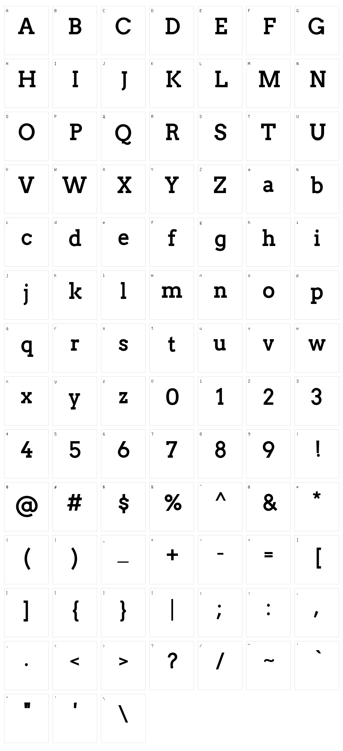 Twentytwelve Slab Character Set