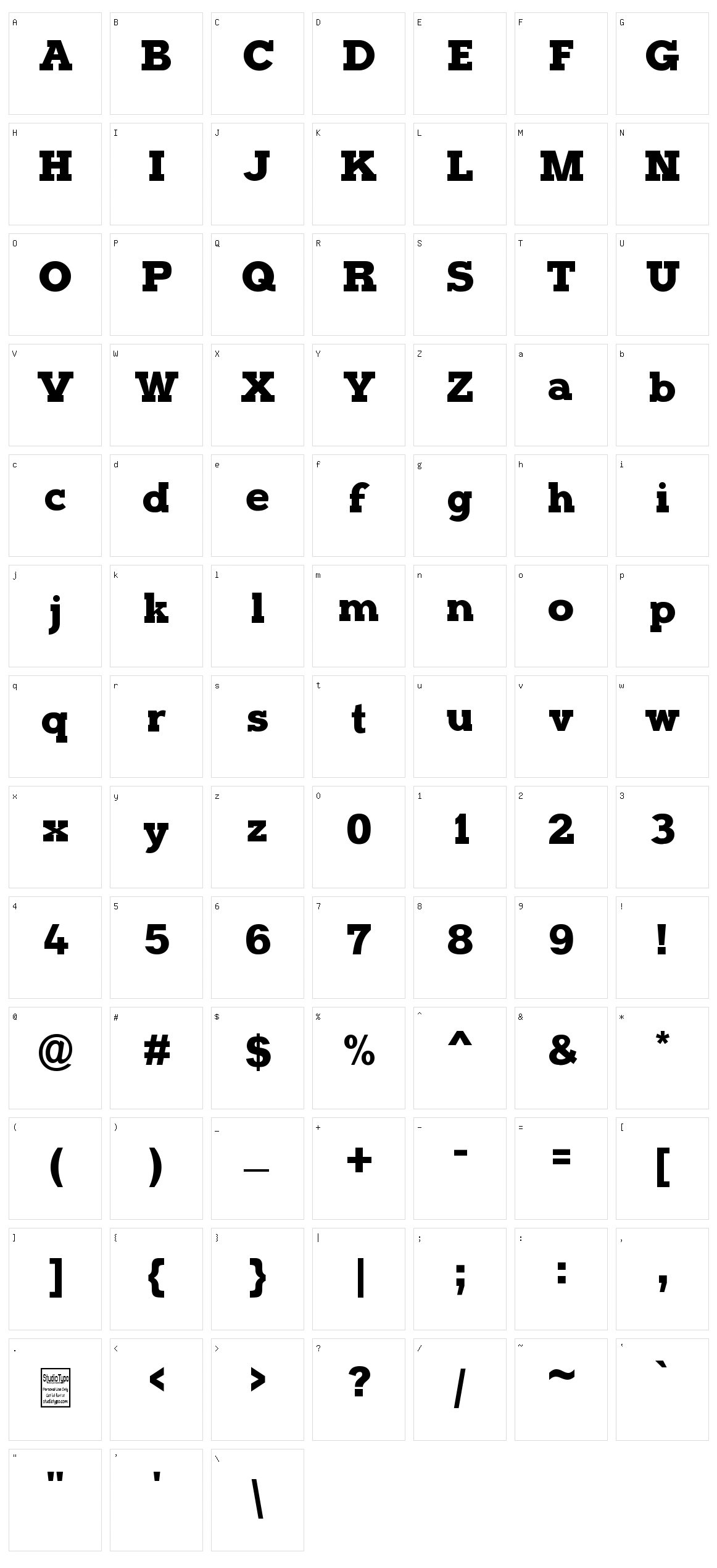 Typoster Character Set