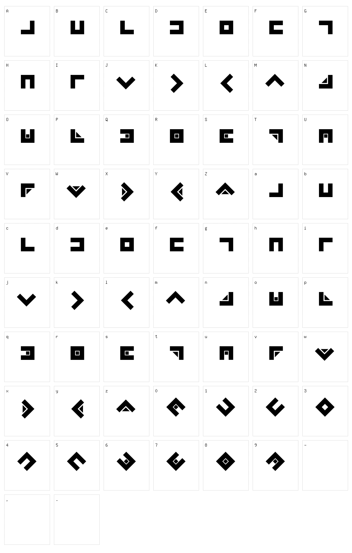 Zazer Square Character Set