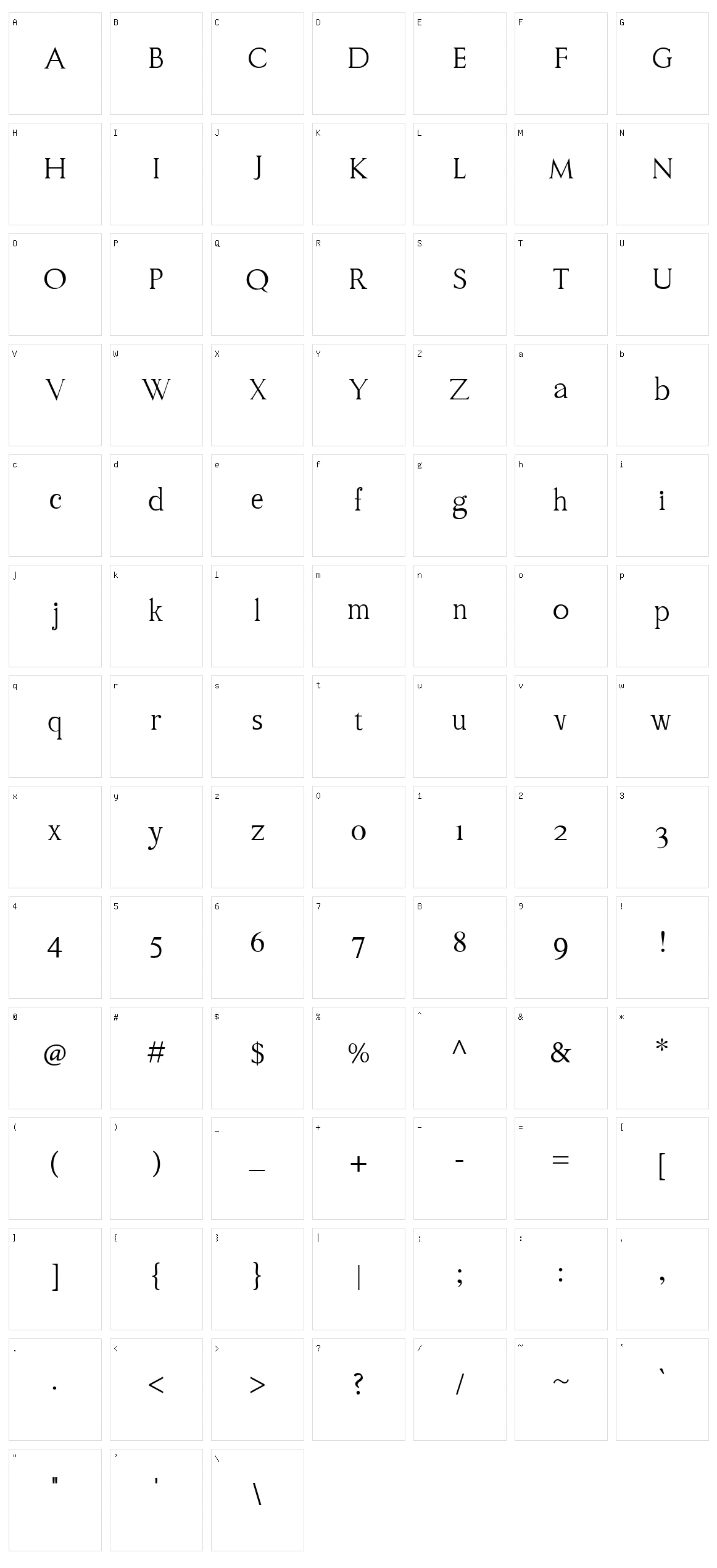 Ventura Times Character Set
