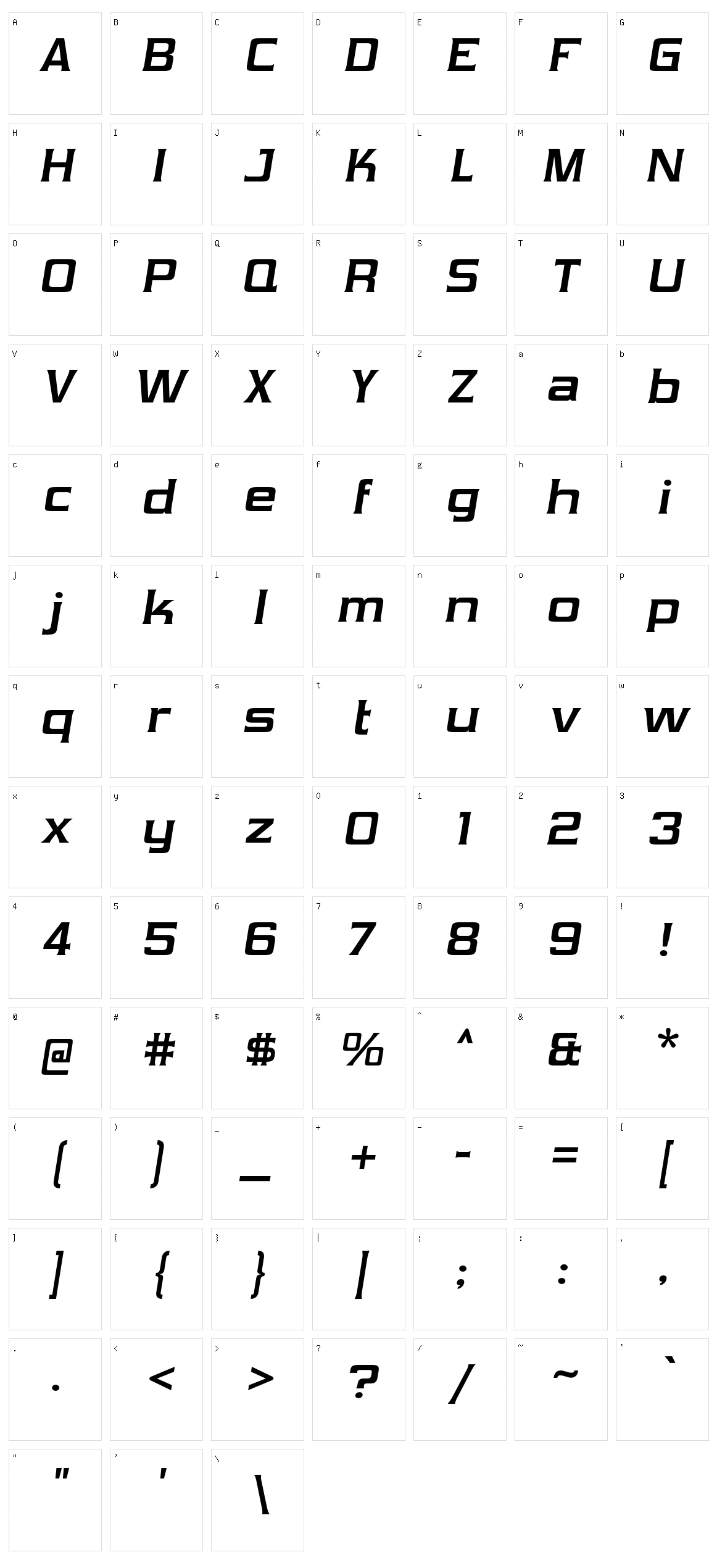 Vibrocentric Character Set