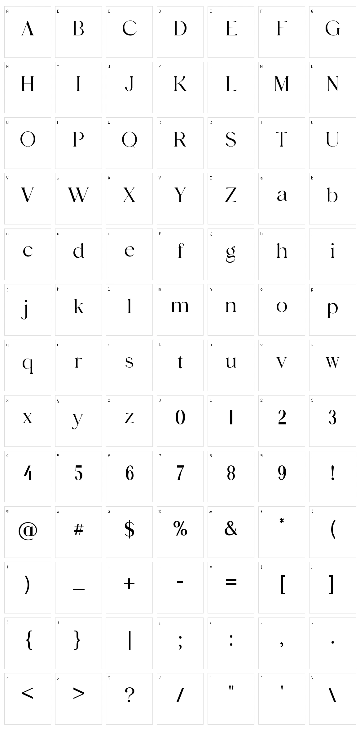 Vigosamine Character Set