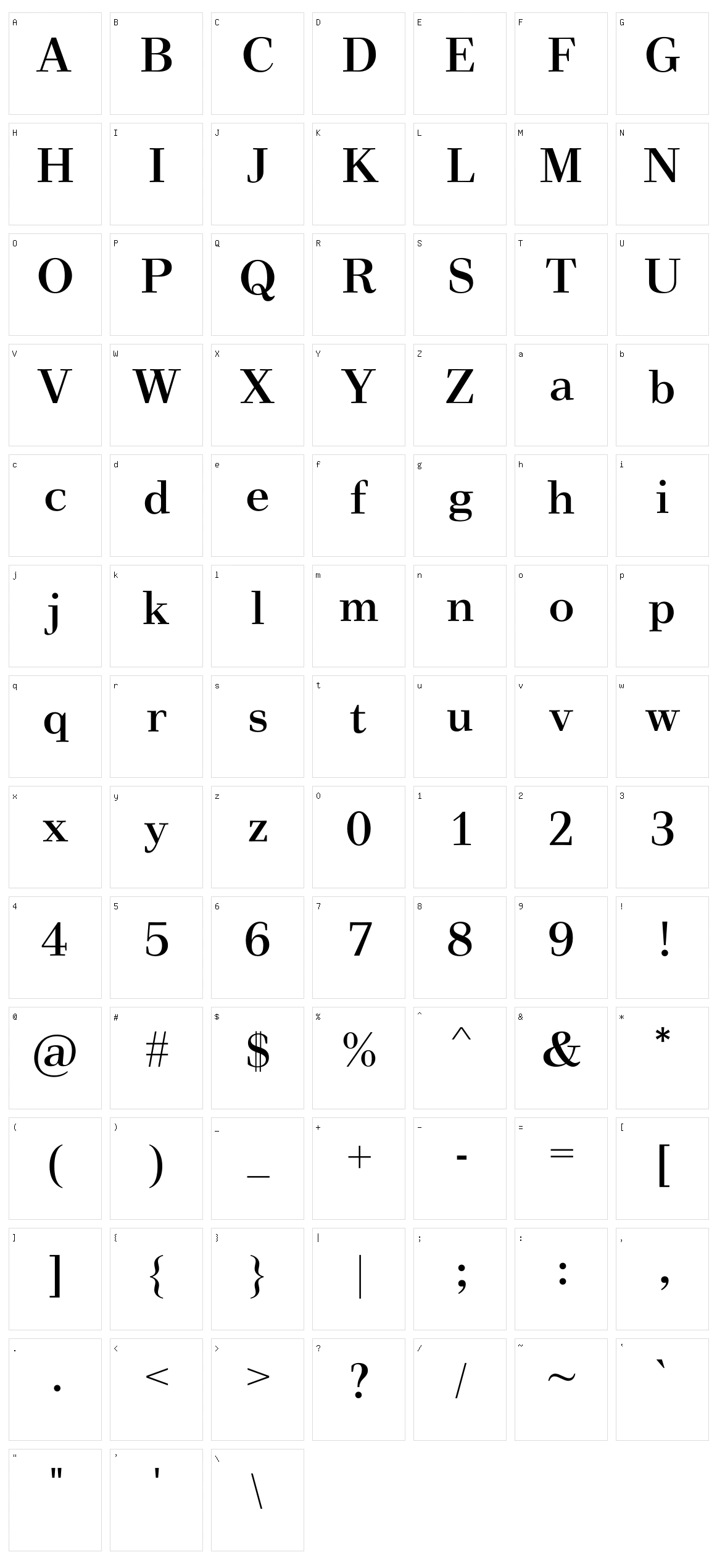 Vinegar Character Set