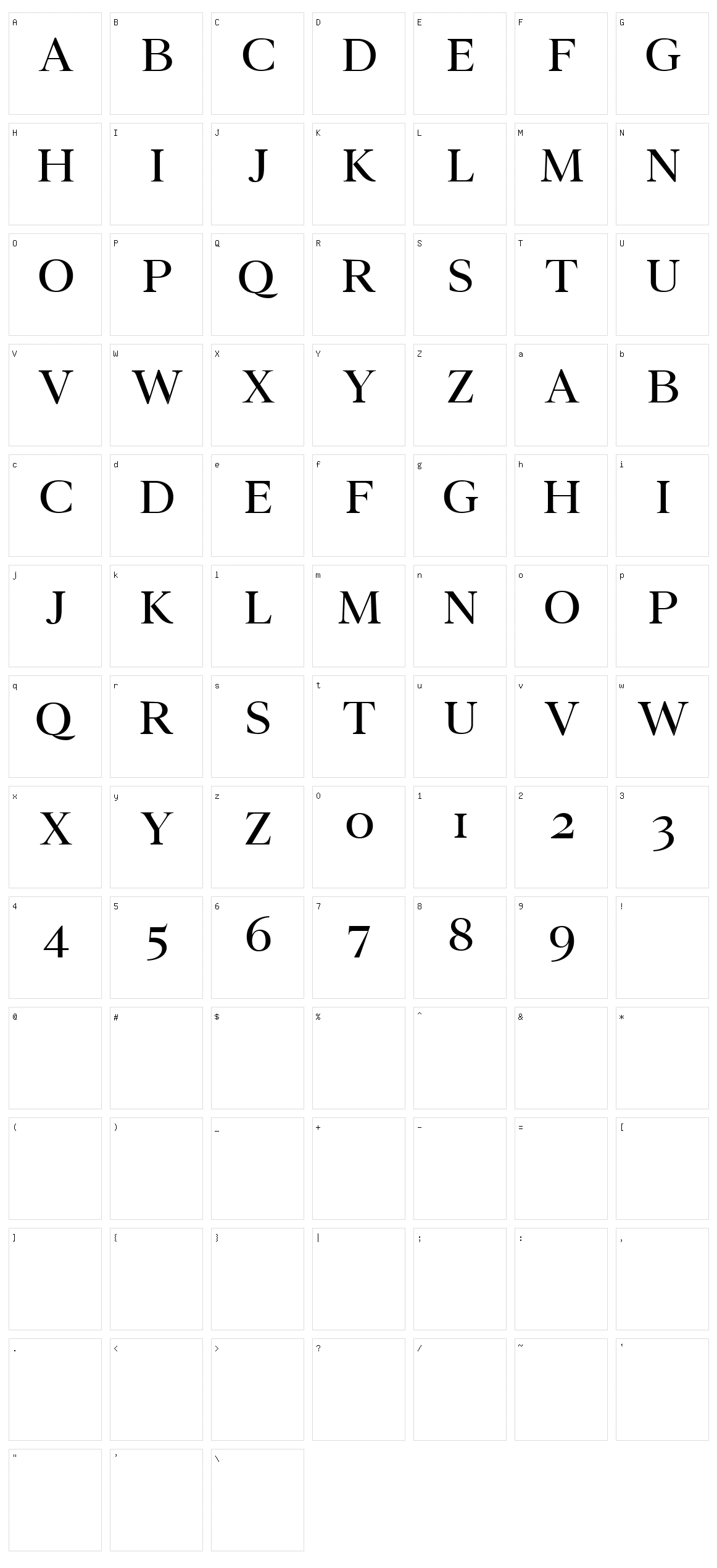 Wensley Character Set