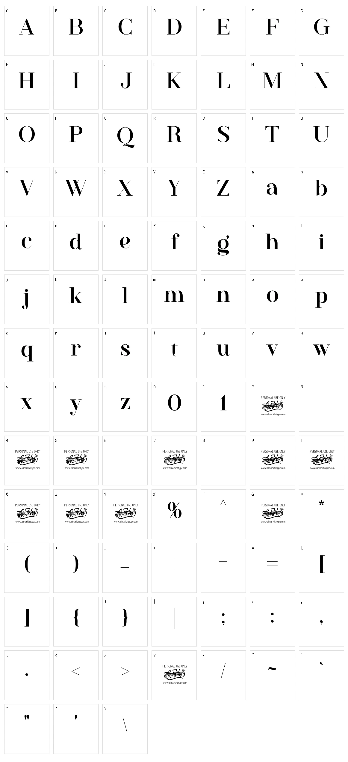 Westack Character Set