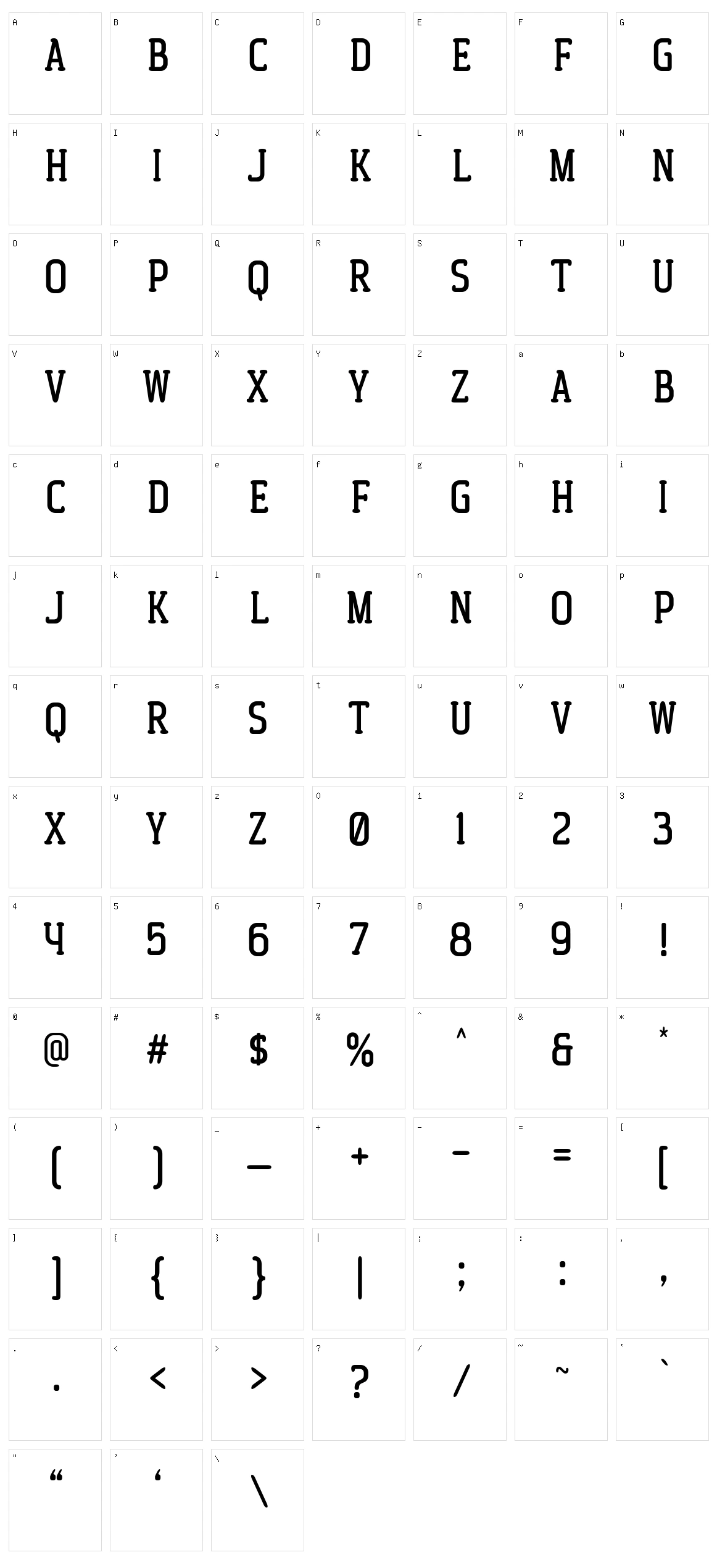 Westryder Slab Character Set