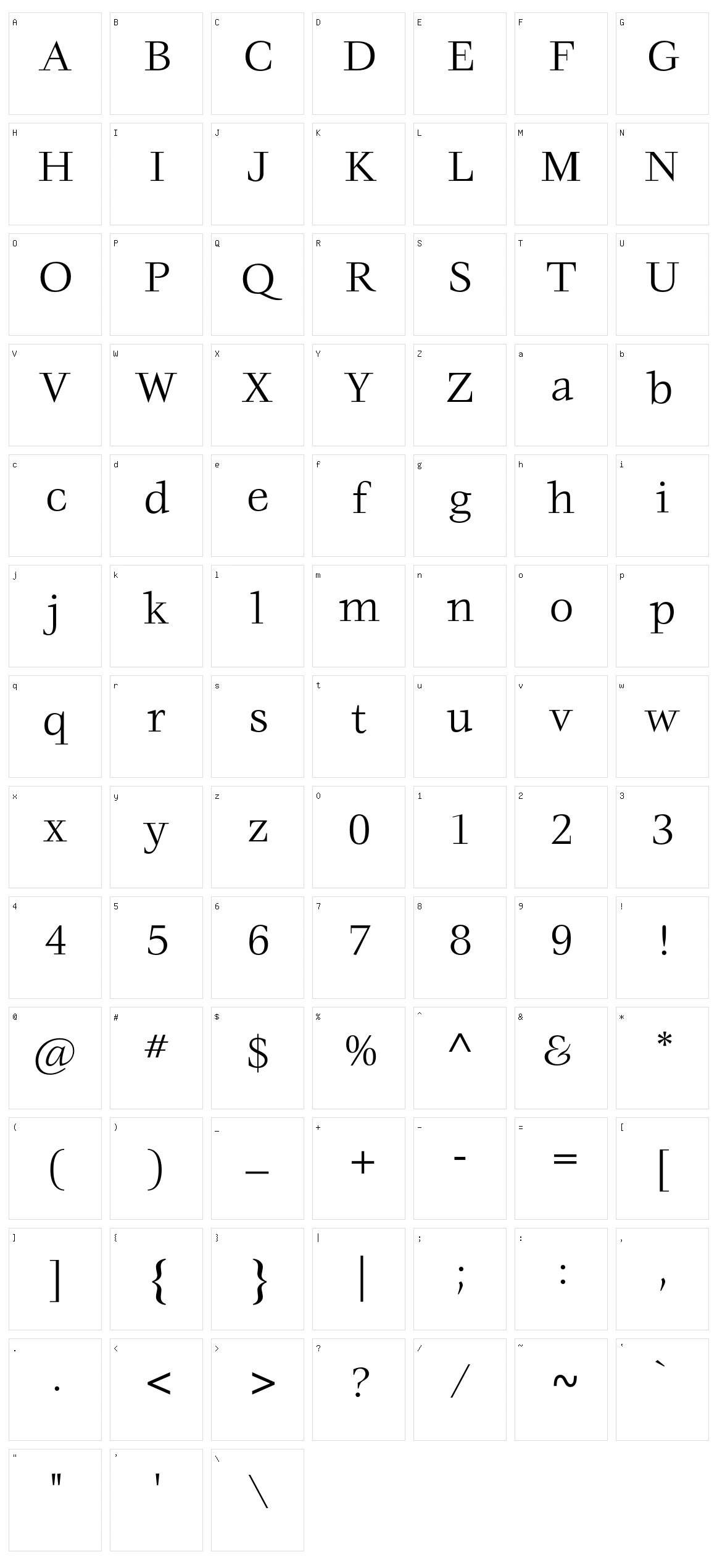 Zachery Character Set