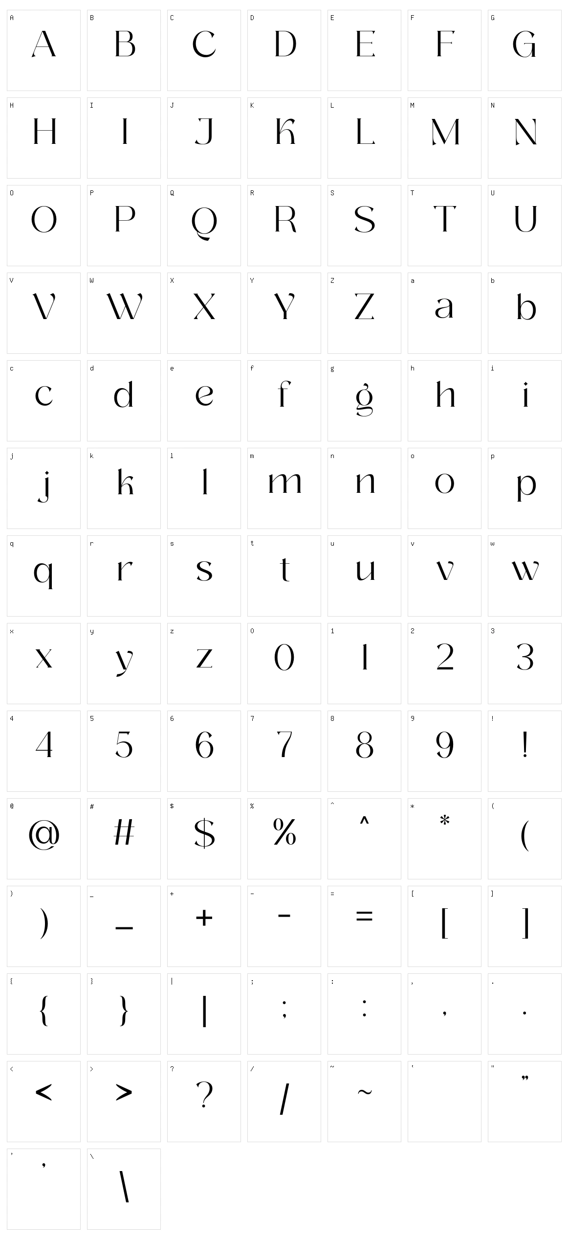 Zitter Character Set