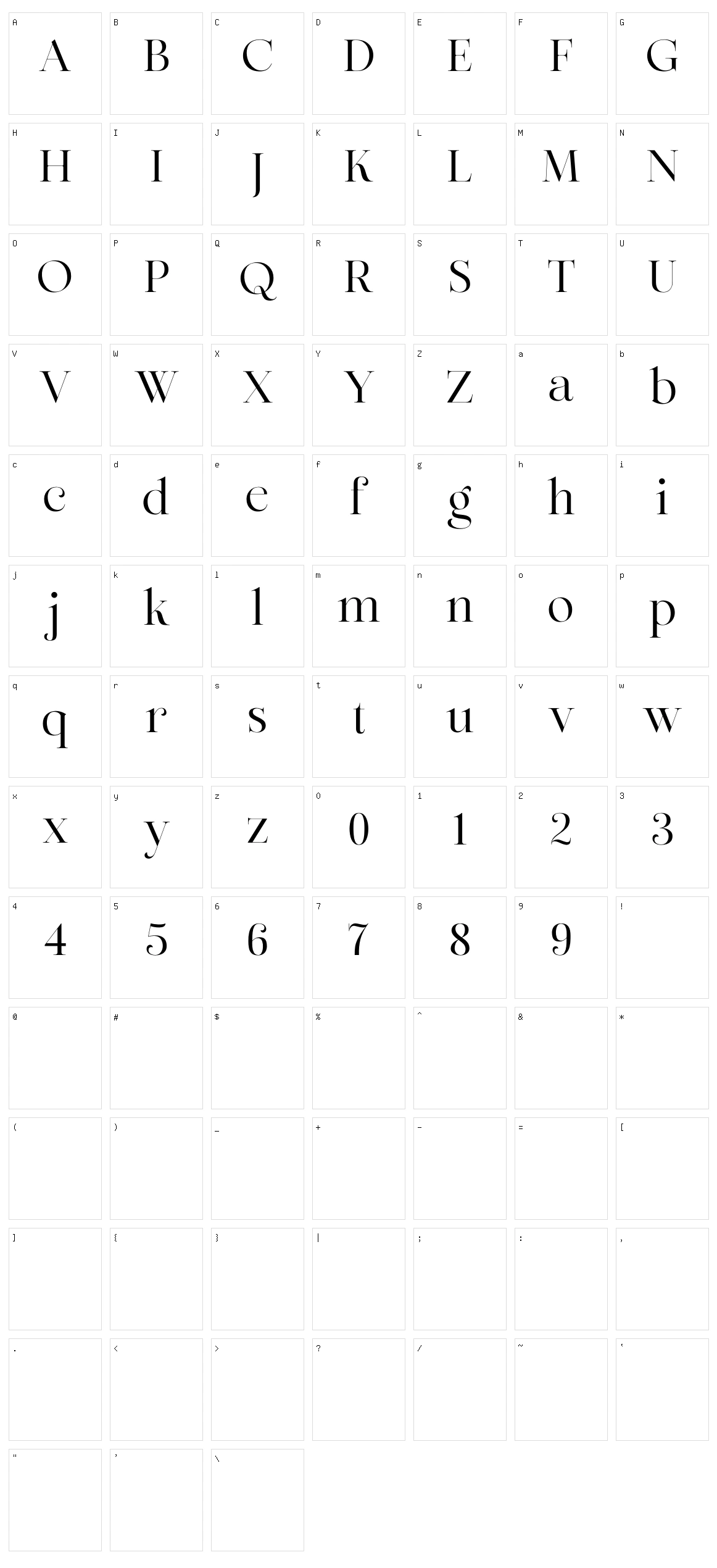 Zofiere Character Set