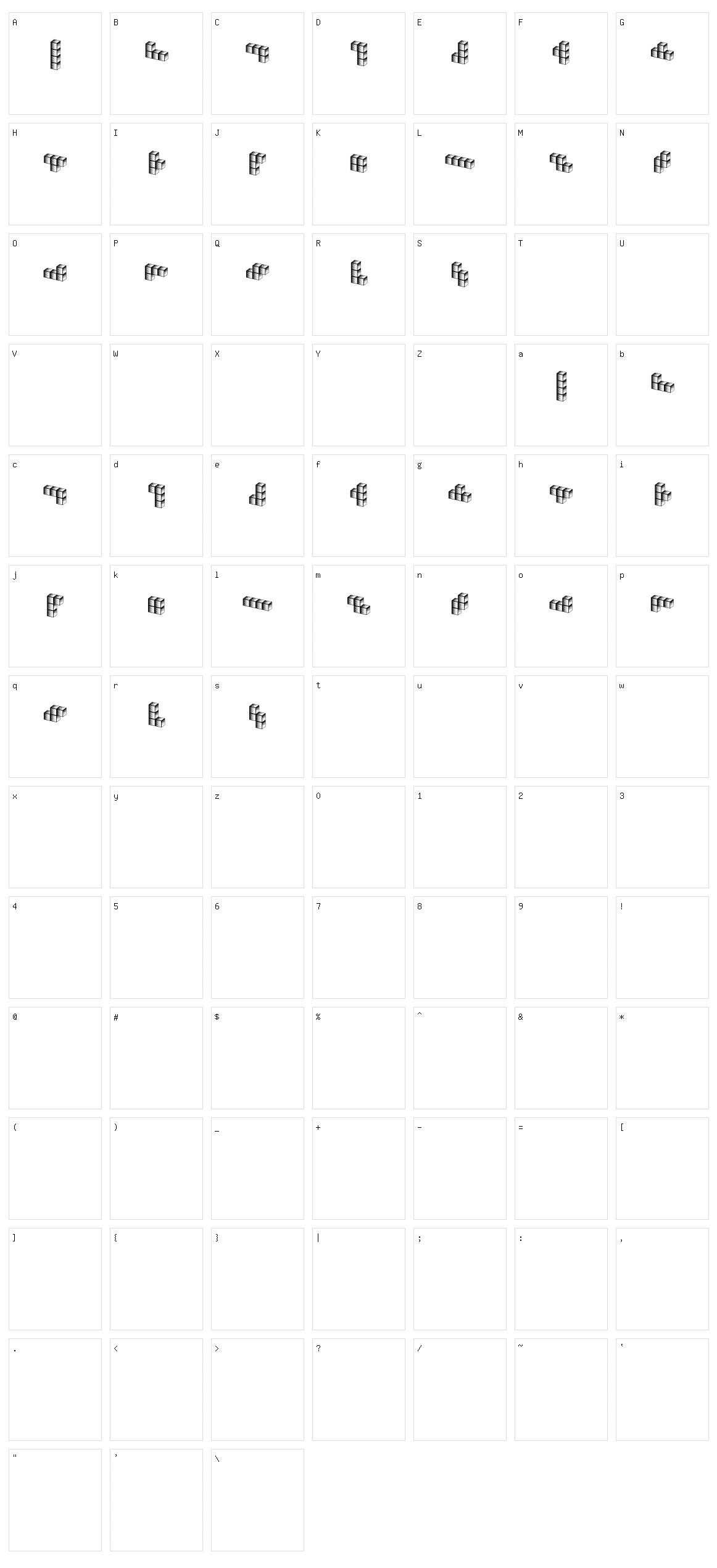 Tetriso Character Set