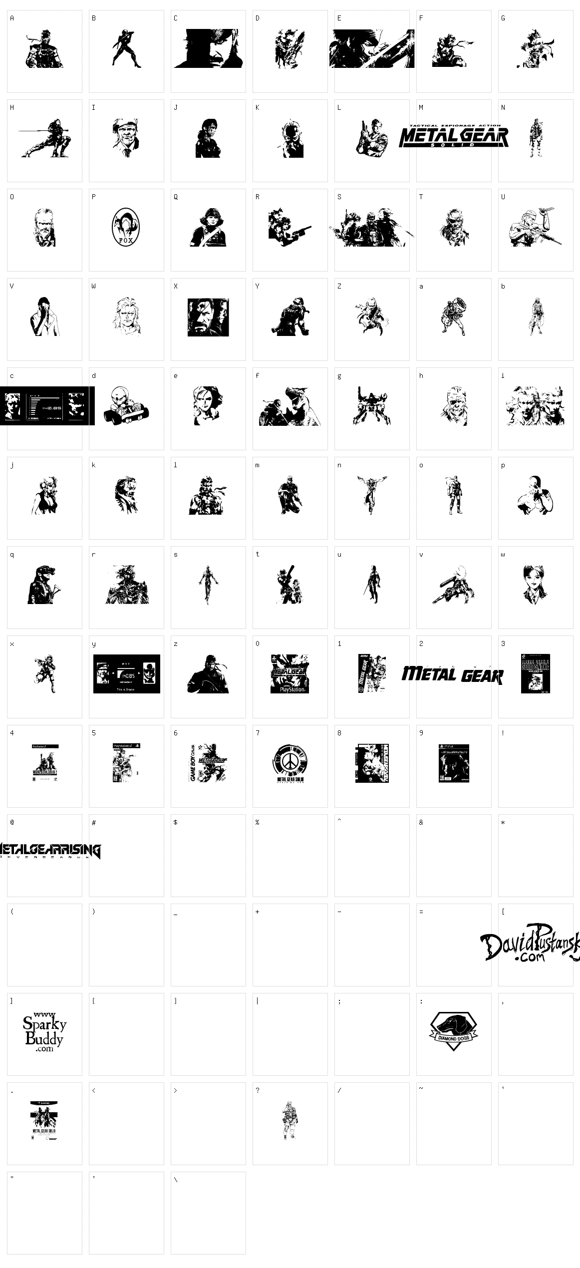 Metal Gear Solid The Phantom Font Character Set