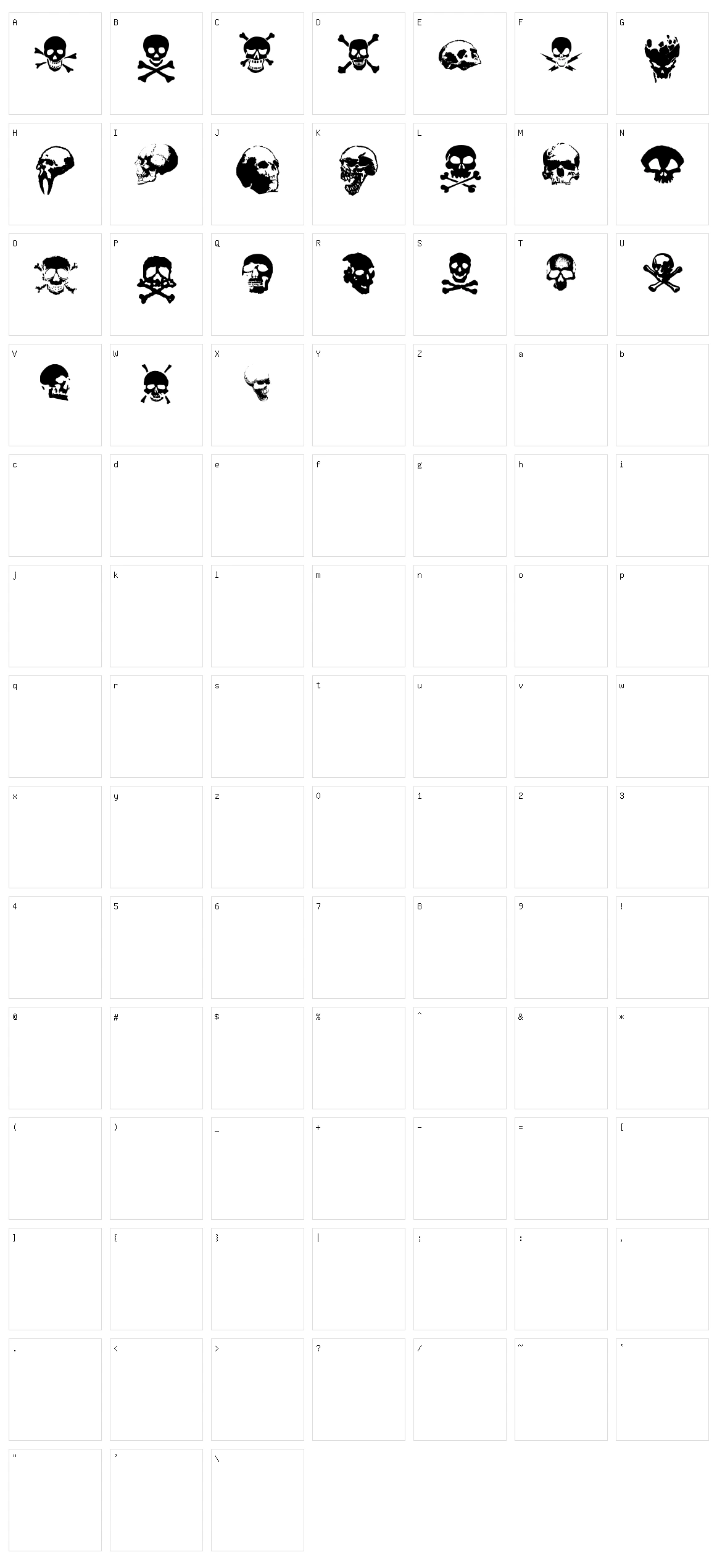 TotenKopf Character Set