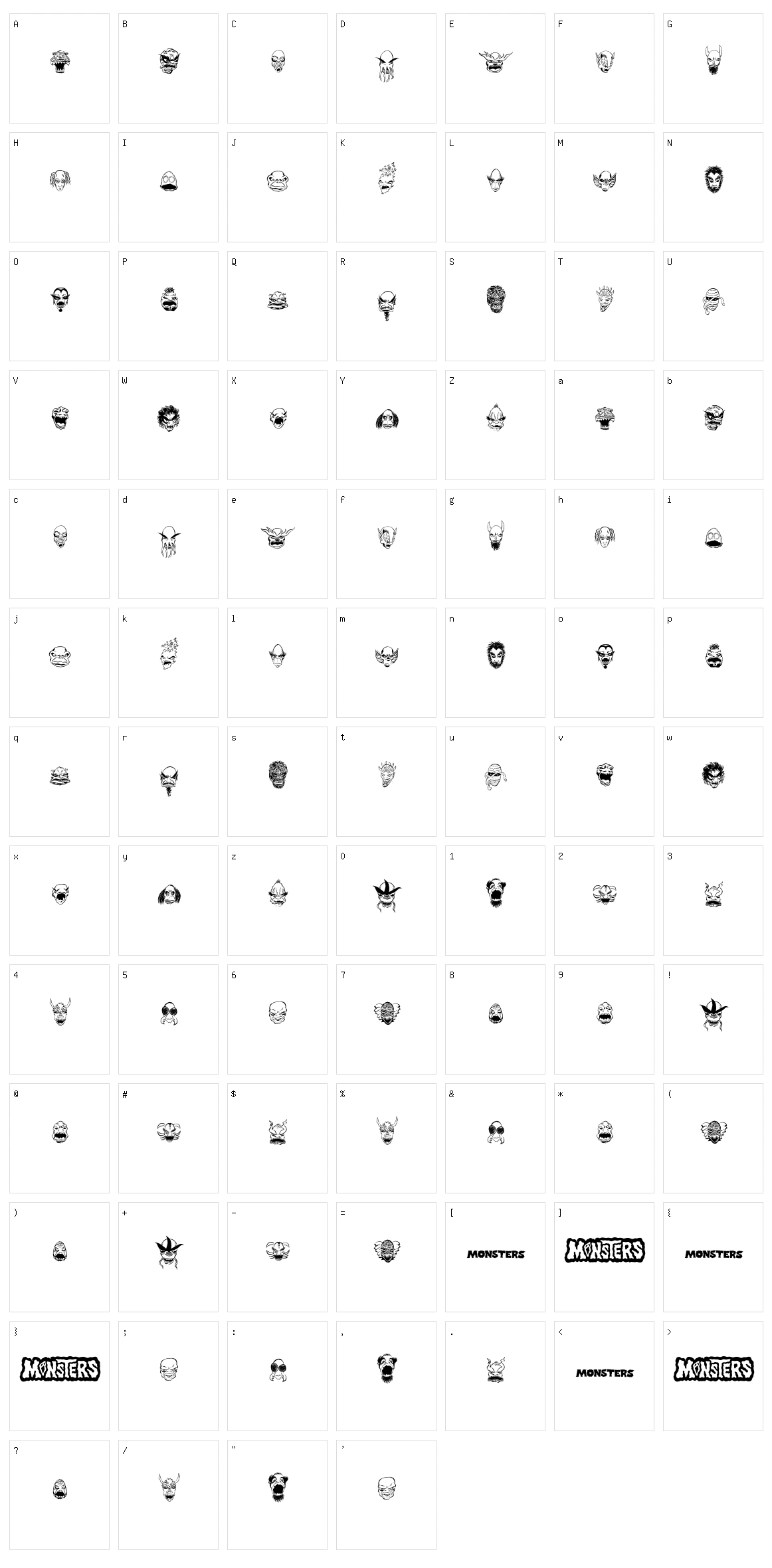 Monsters Among US Dingbats Character Set