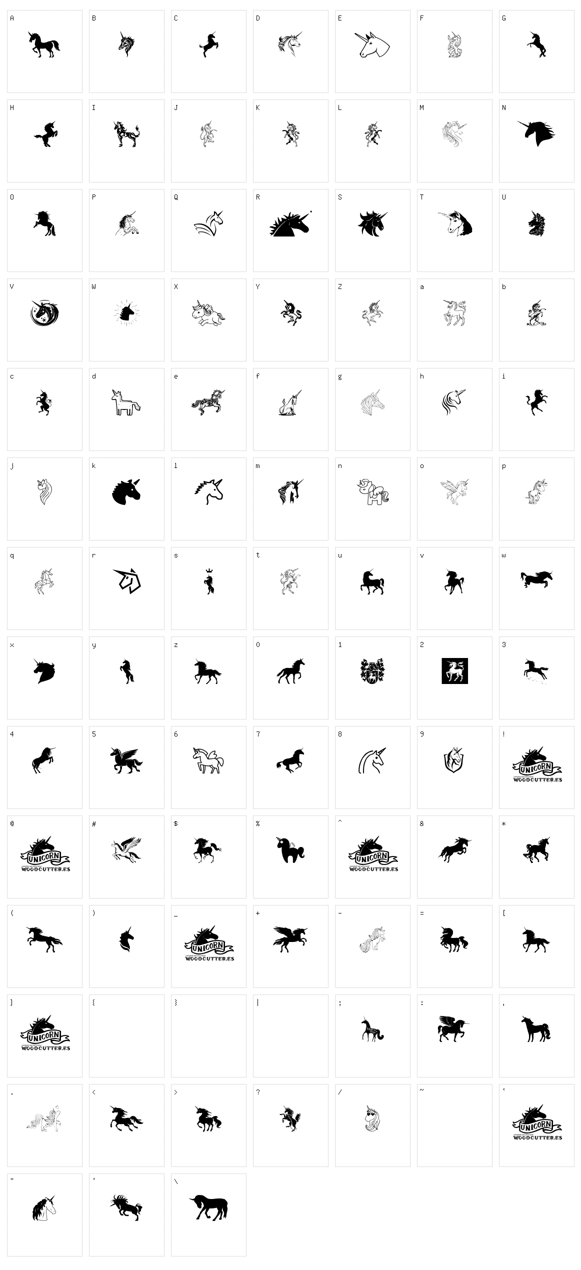 Unicorn Character Set