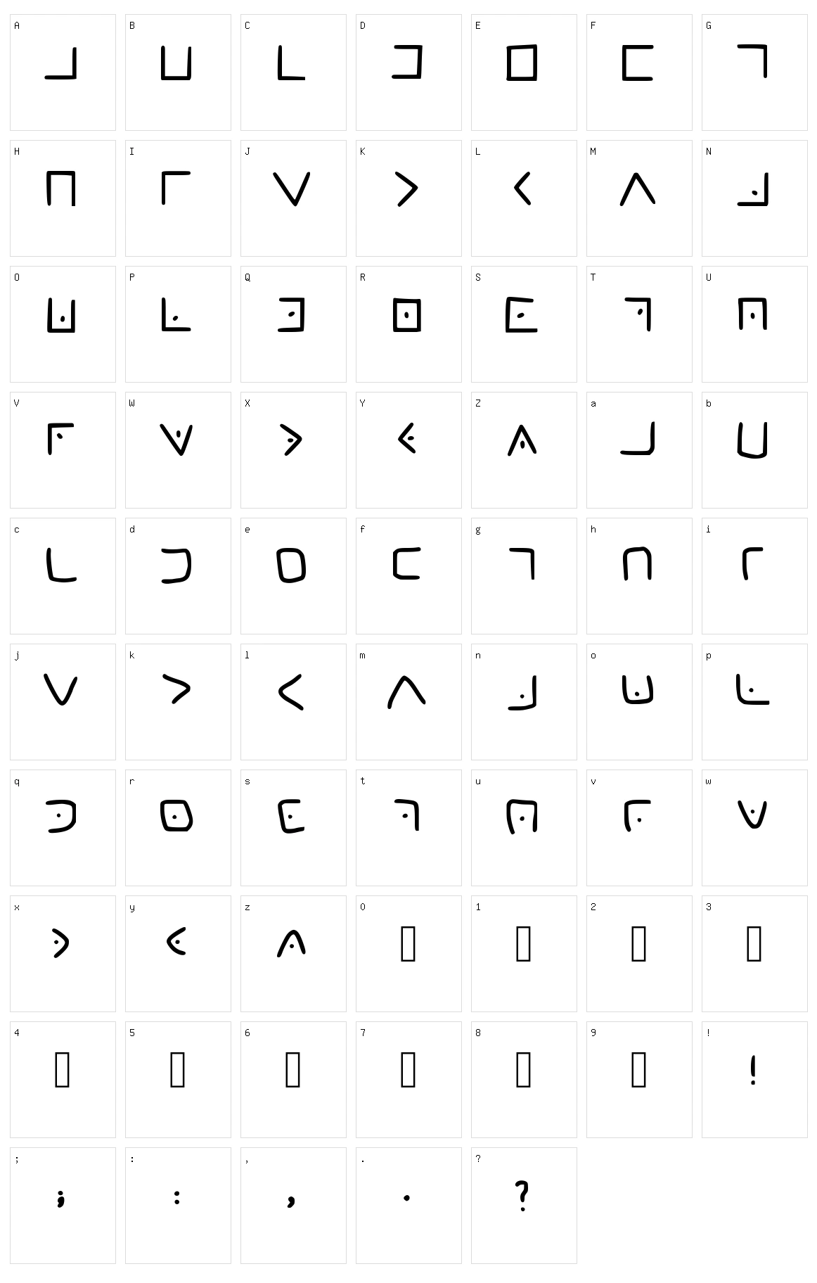 Masonic Cipher Character Set