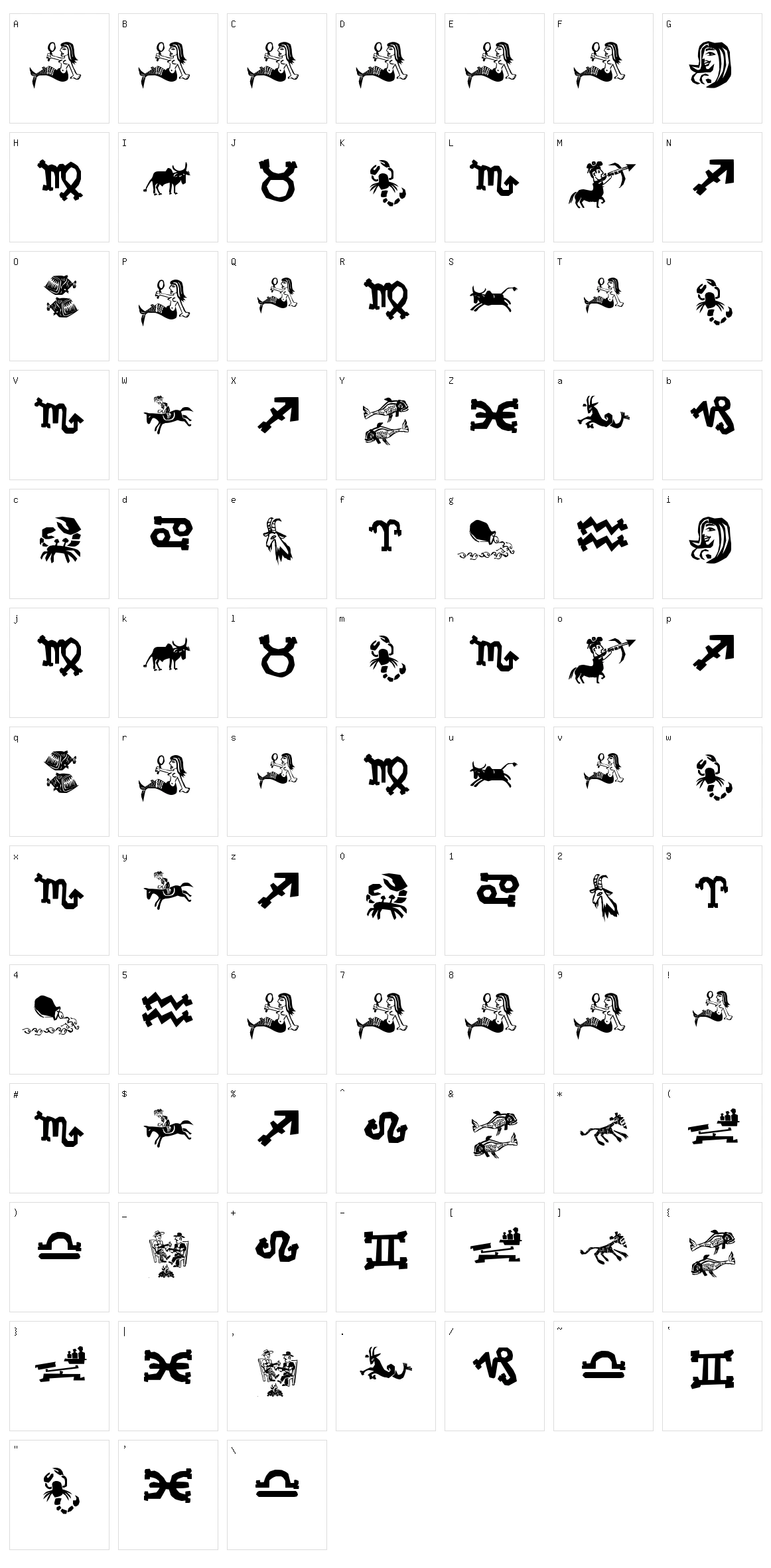 Xilo in Zodiac Character Set