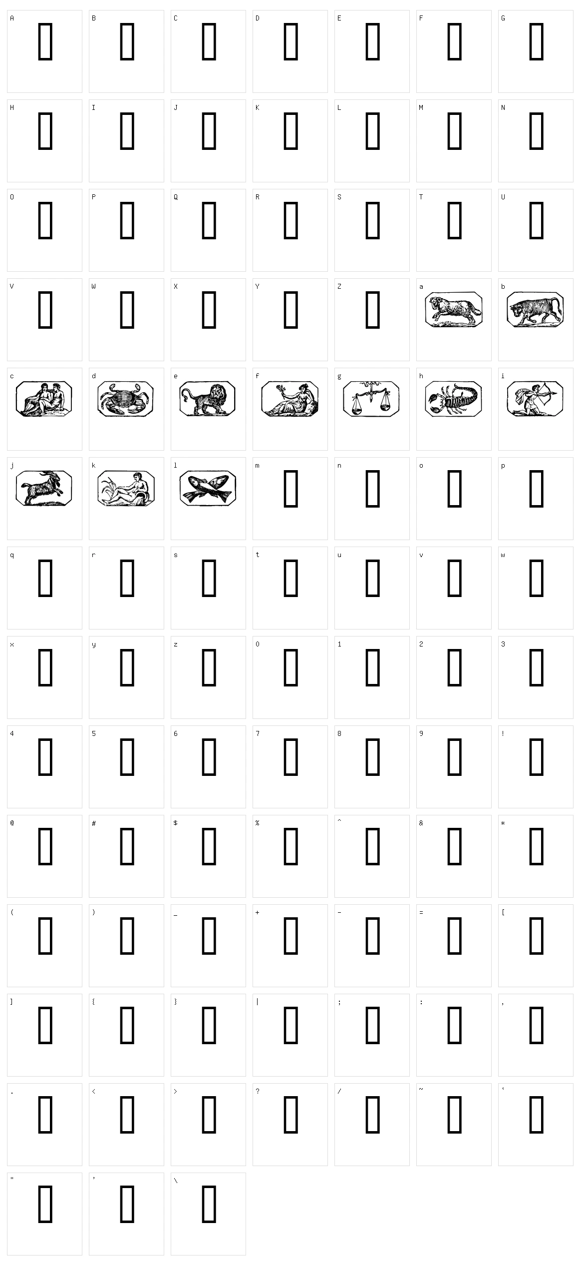 Zodiac 00 Character Set