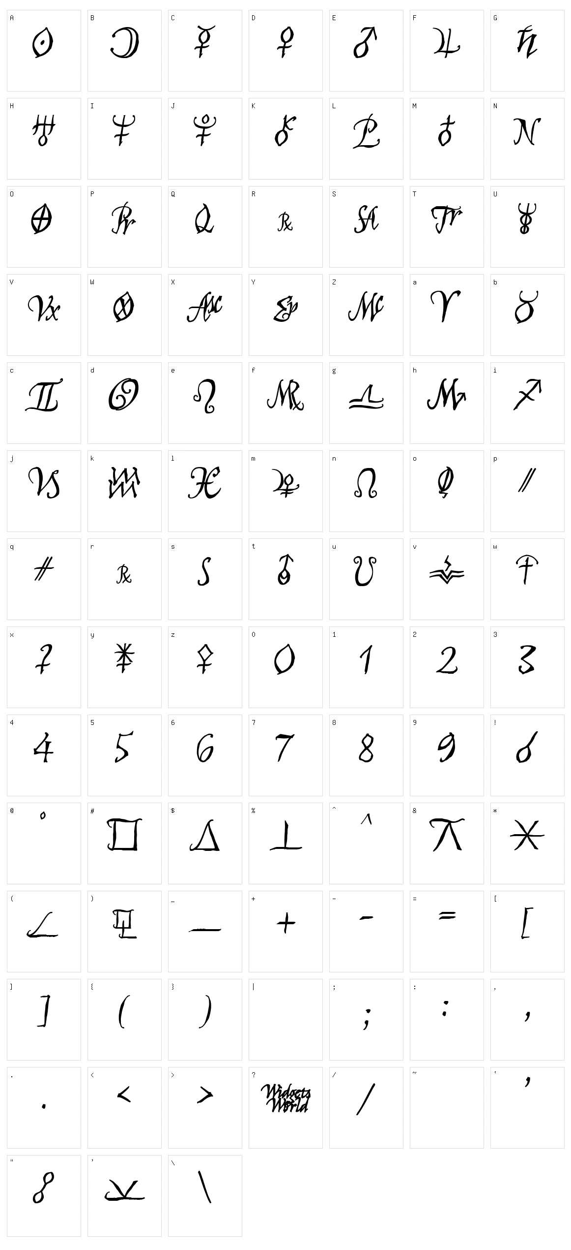 Astro Script Character Set