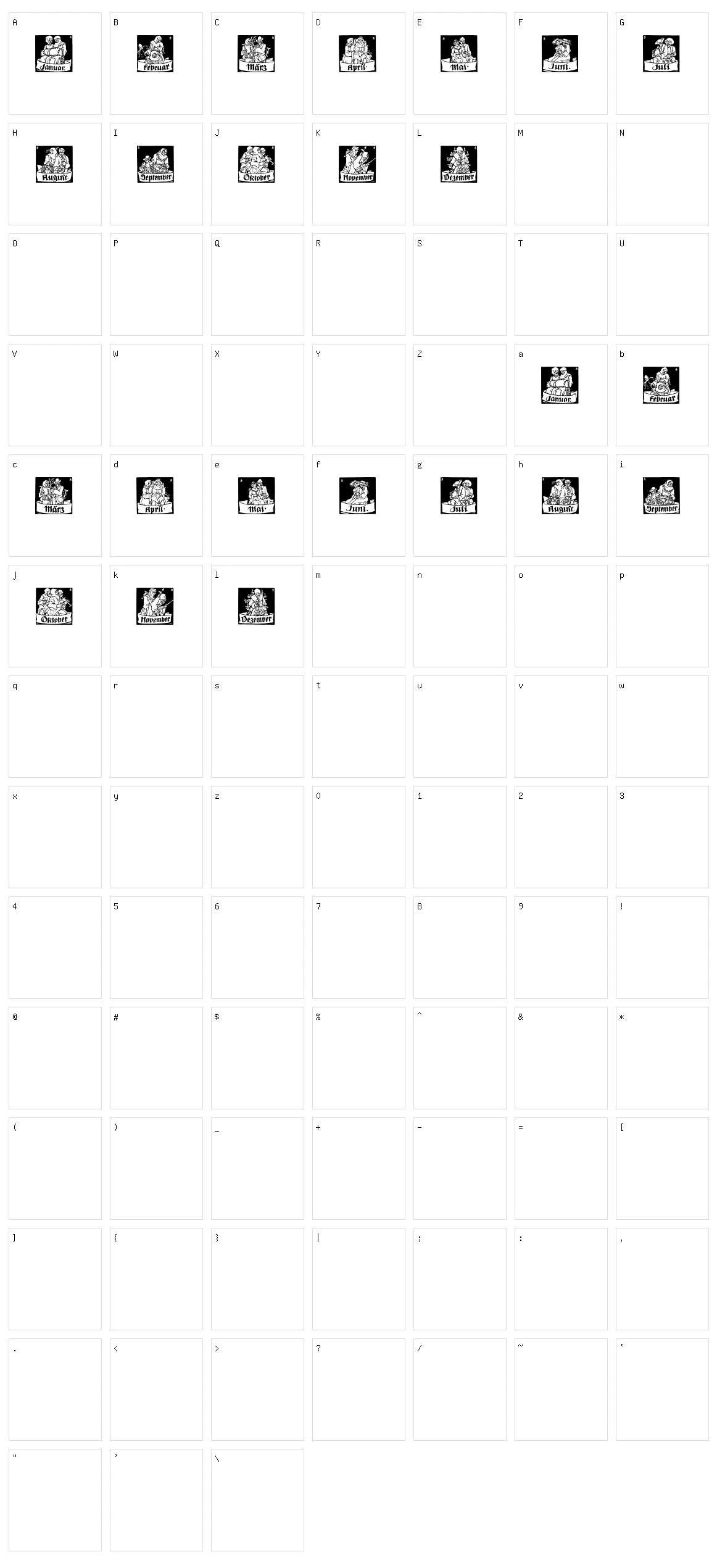 Monats Vignetten Character Set