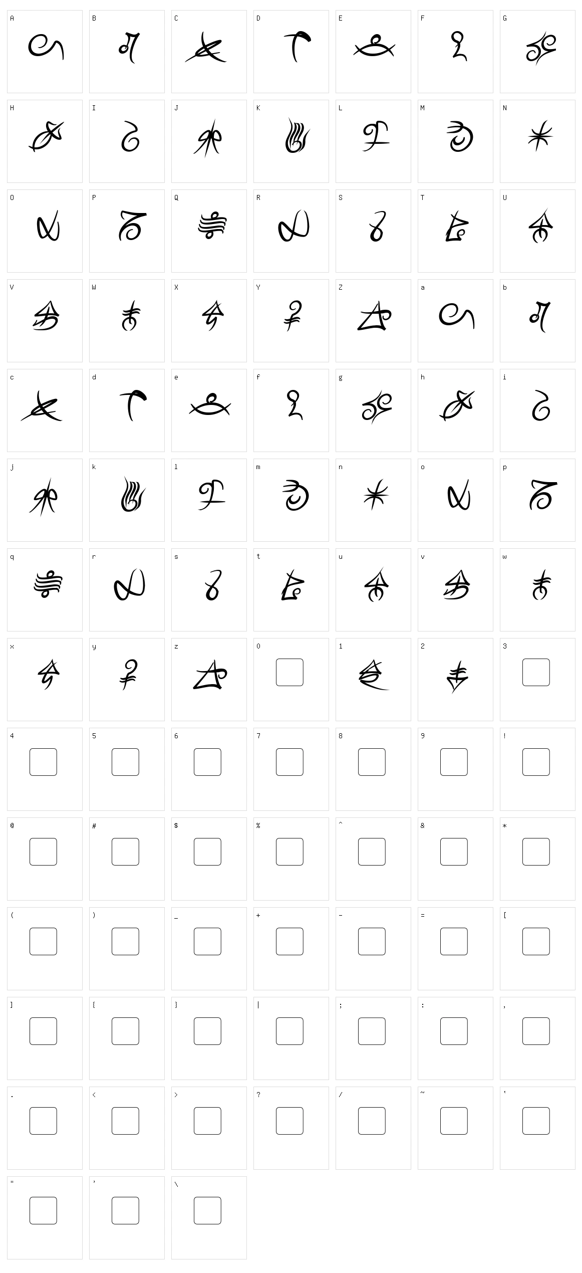 Mage Script Character Set