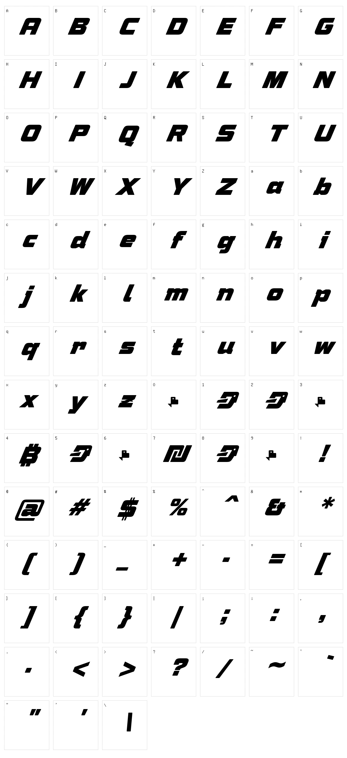 Speeday Character Set