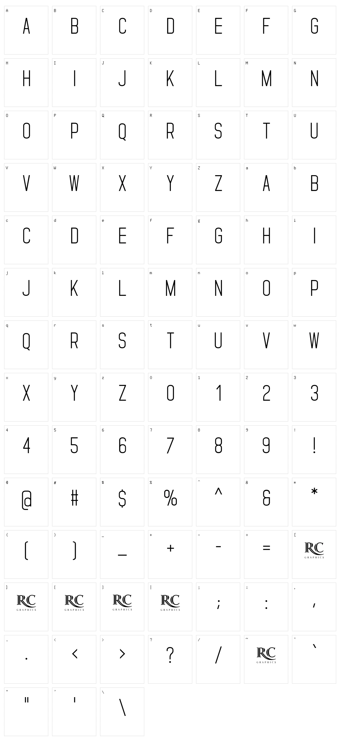 Standaris Character Set