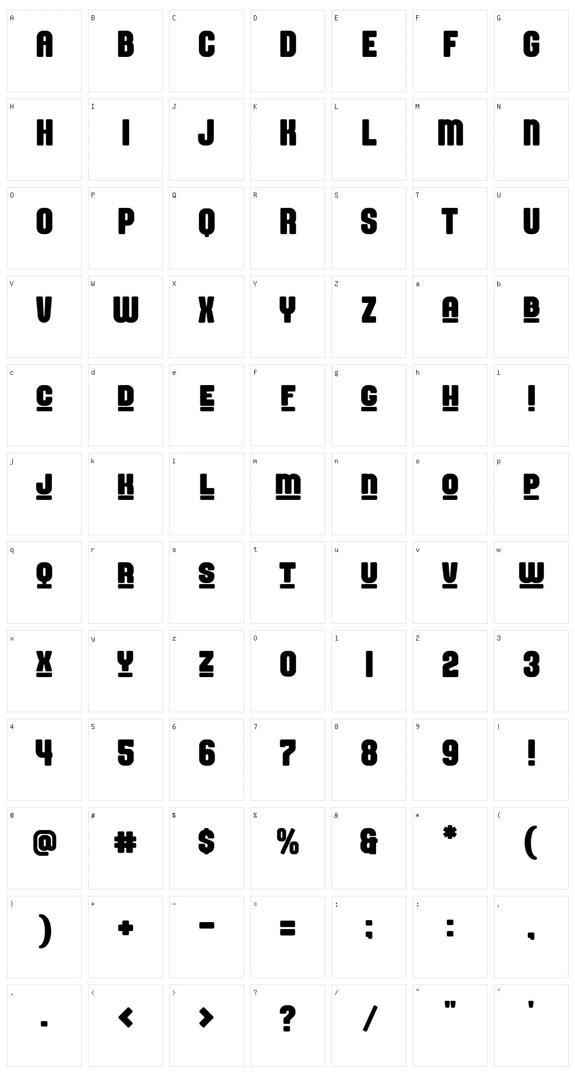 Stargo Character Set