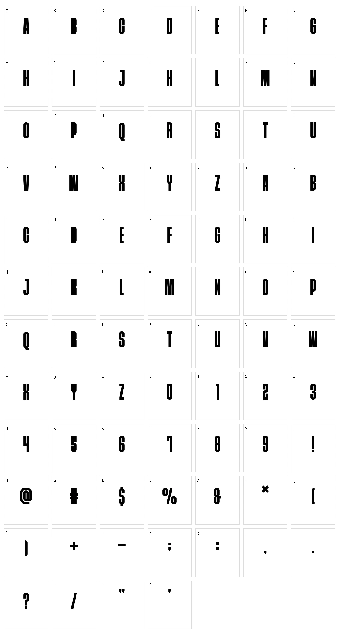 The Display Font Character Set