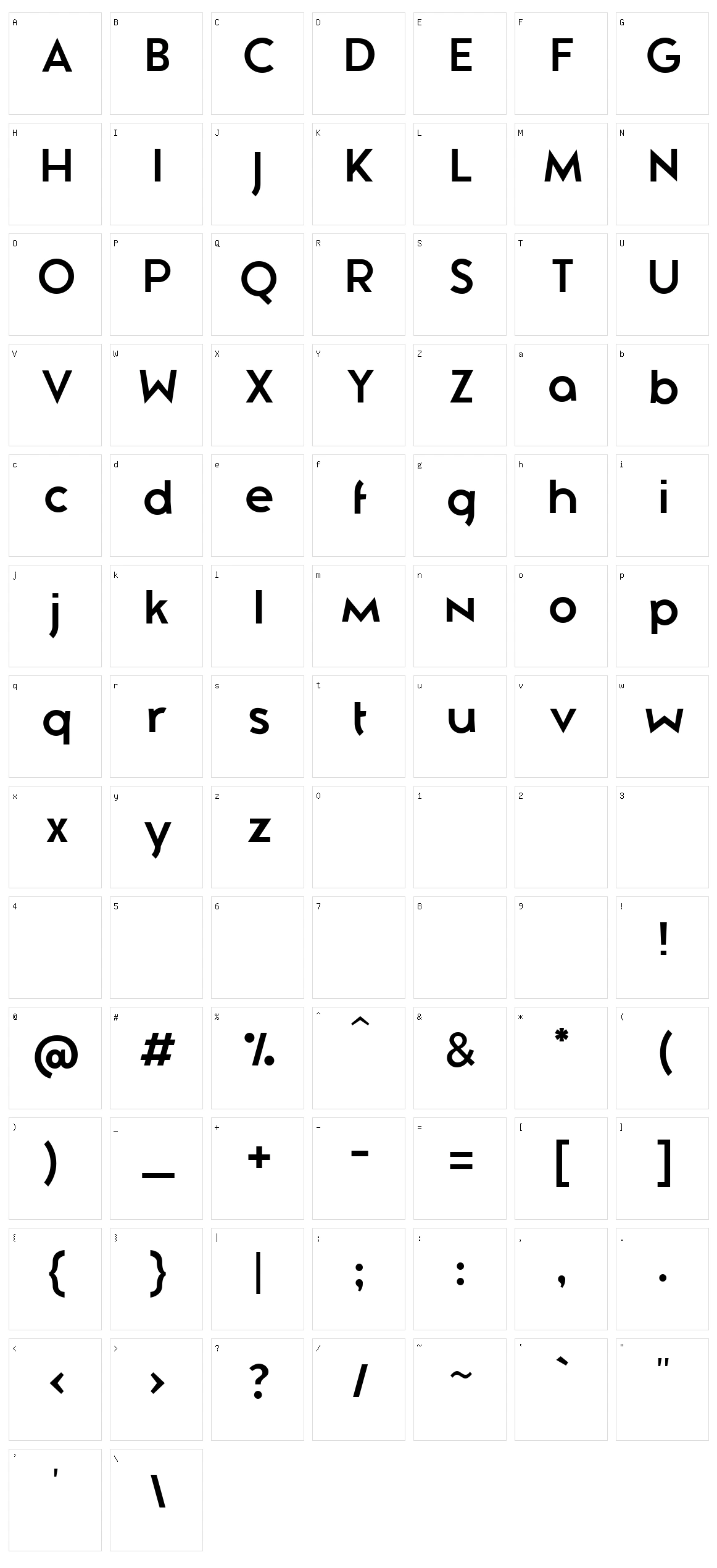 Zeronero Character Set