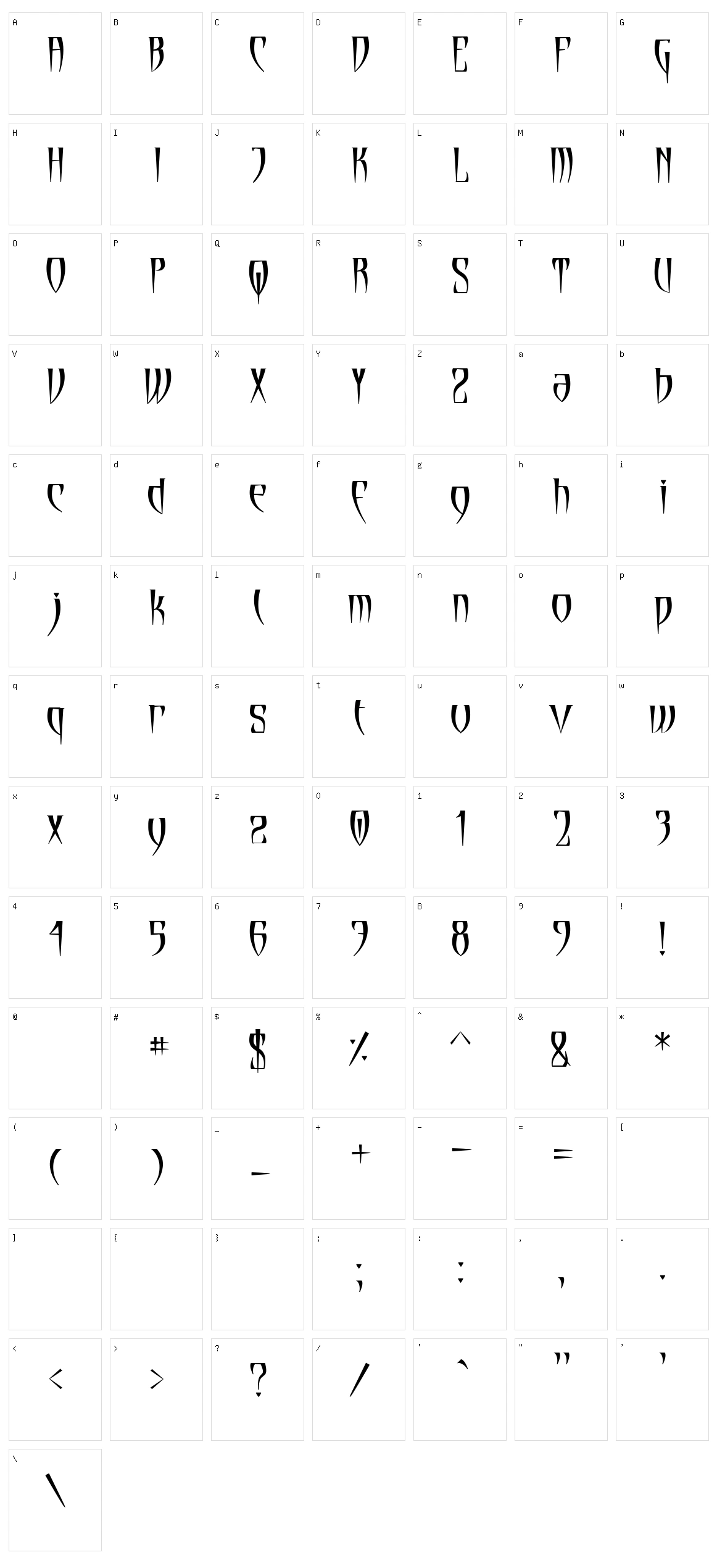 Cryptik Character Set