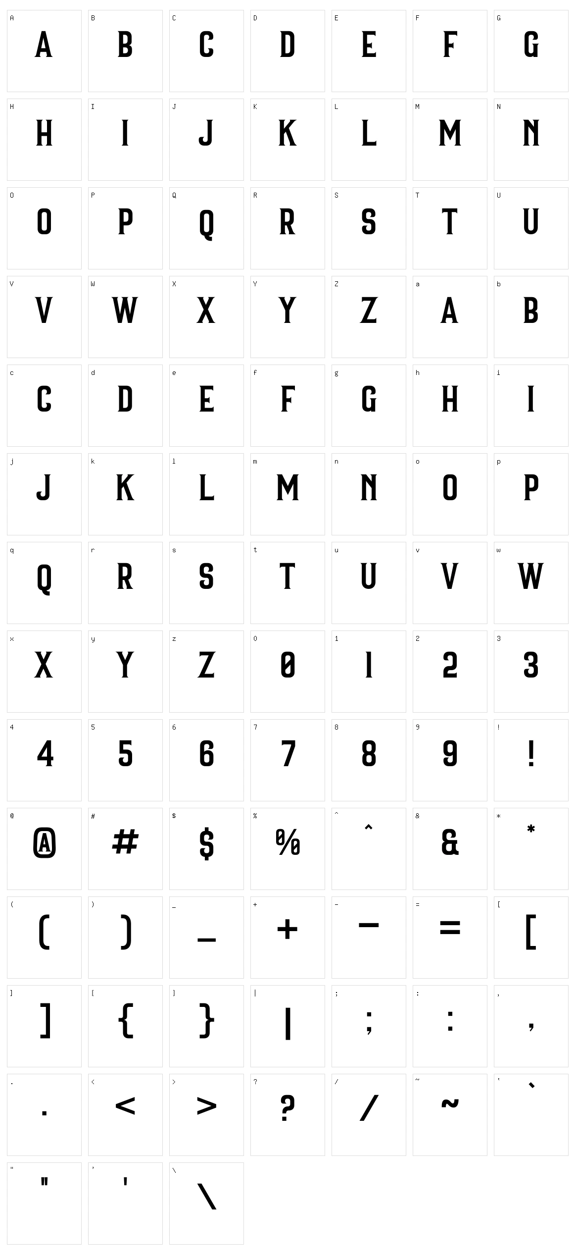 Intterno Character Set