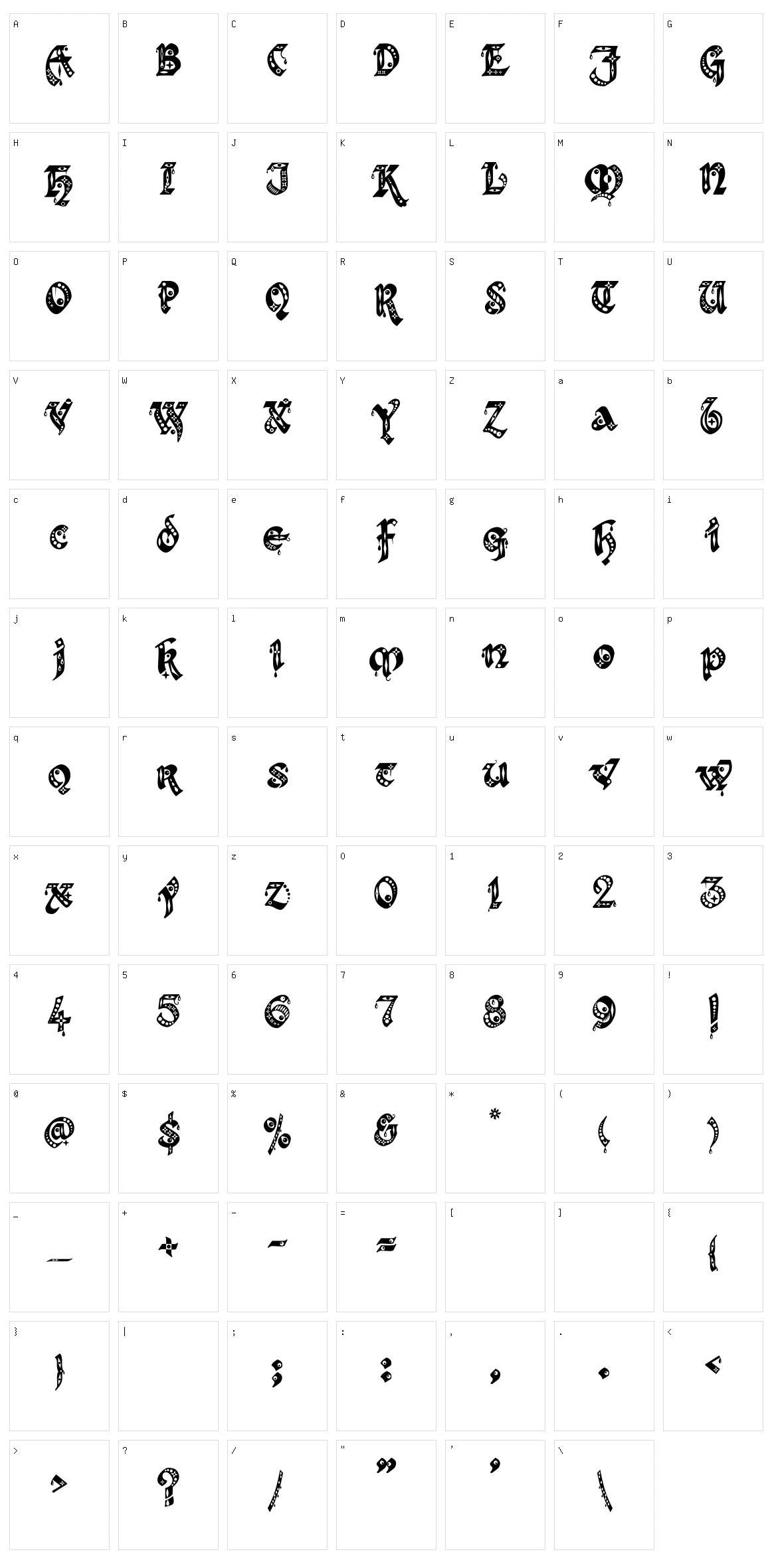 Kingthings Gothique + Xander Character Set