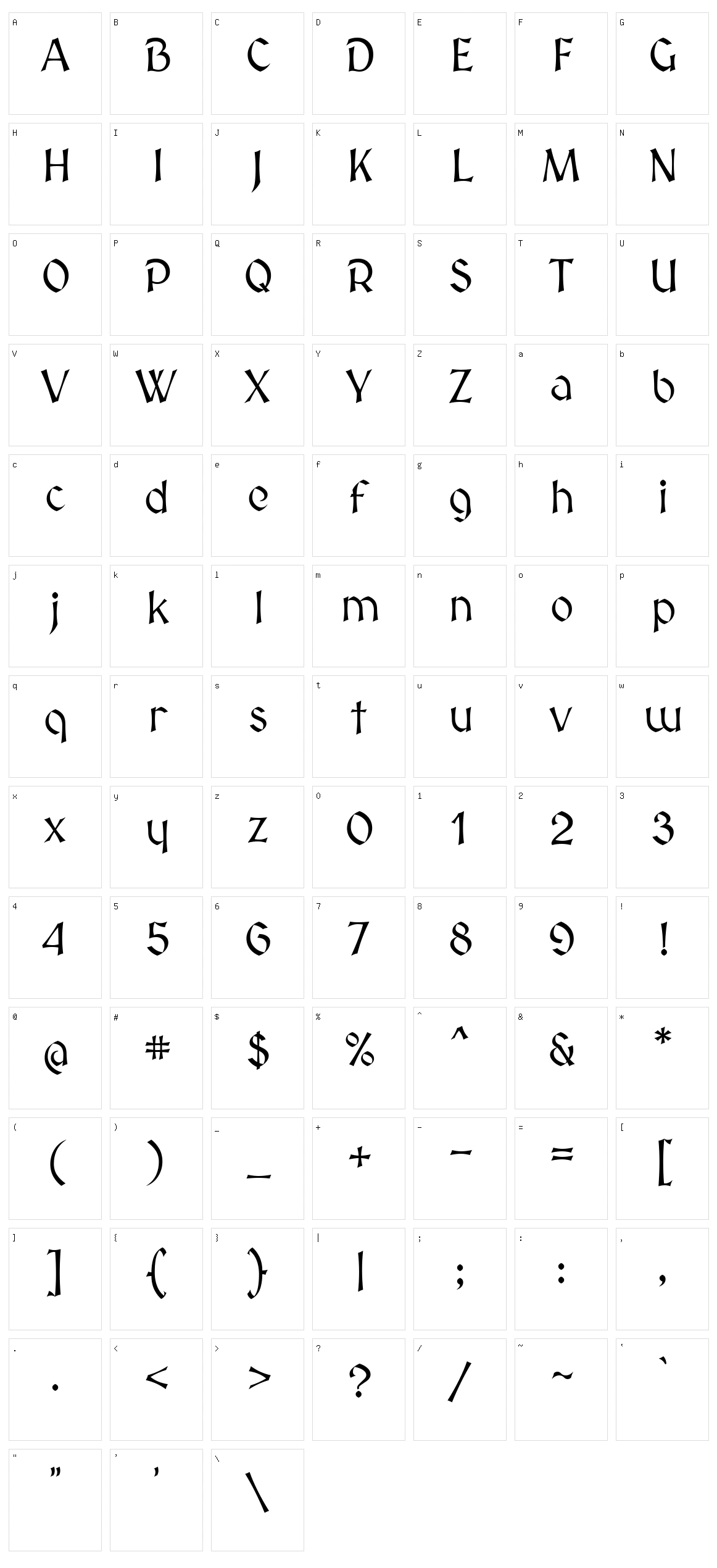 Medieval Sharp Character Set