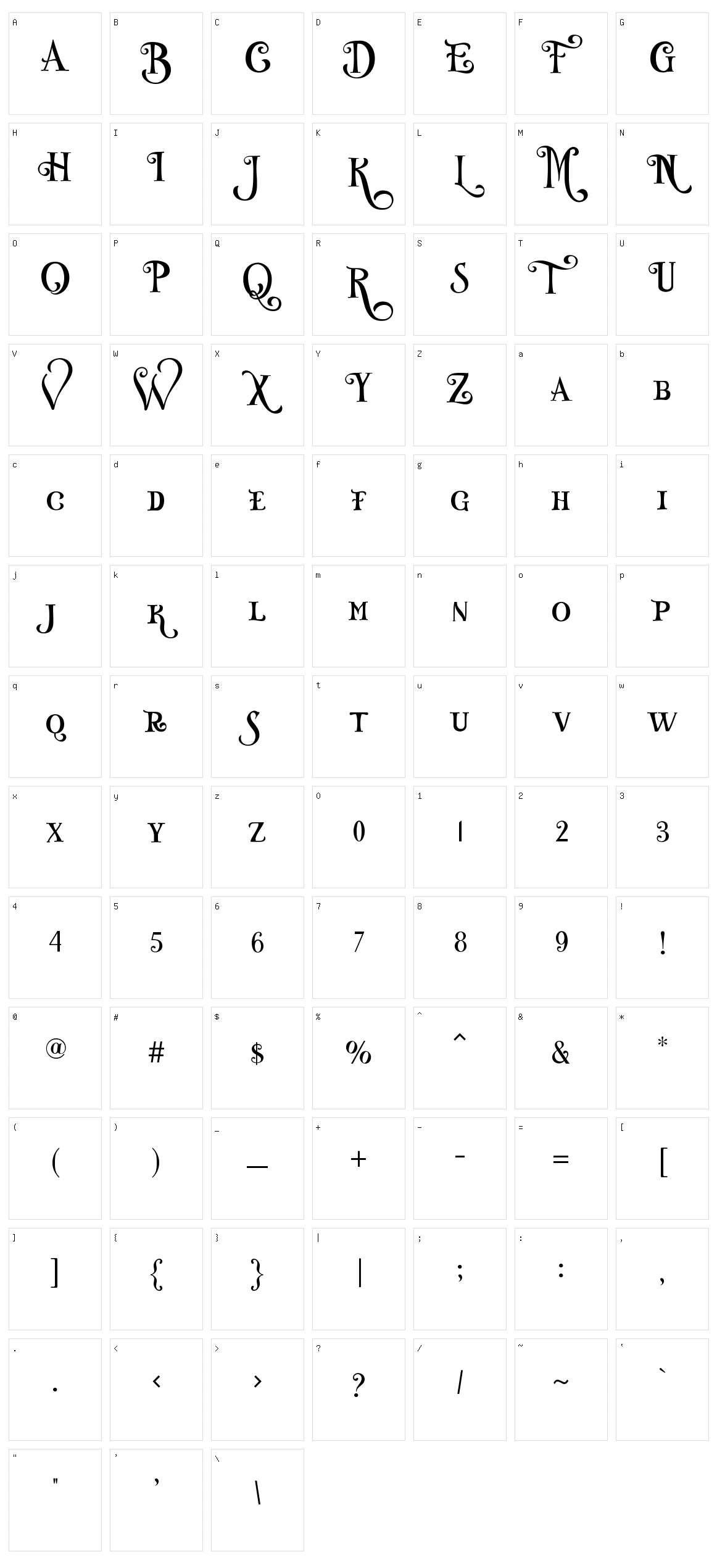 Misteri Caps Character Set