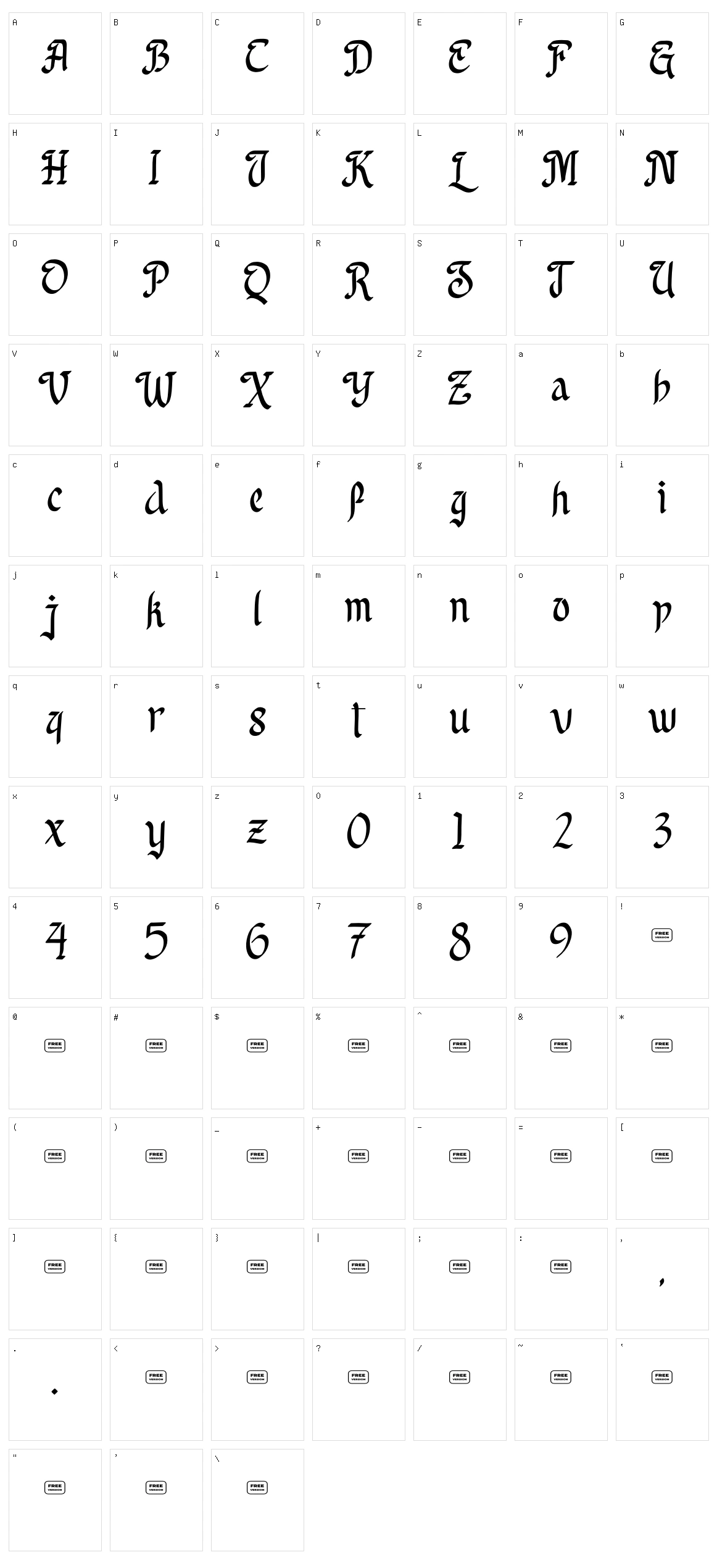 Reclaim Glory Character Set