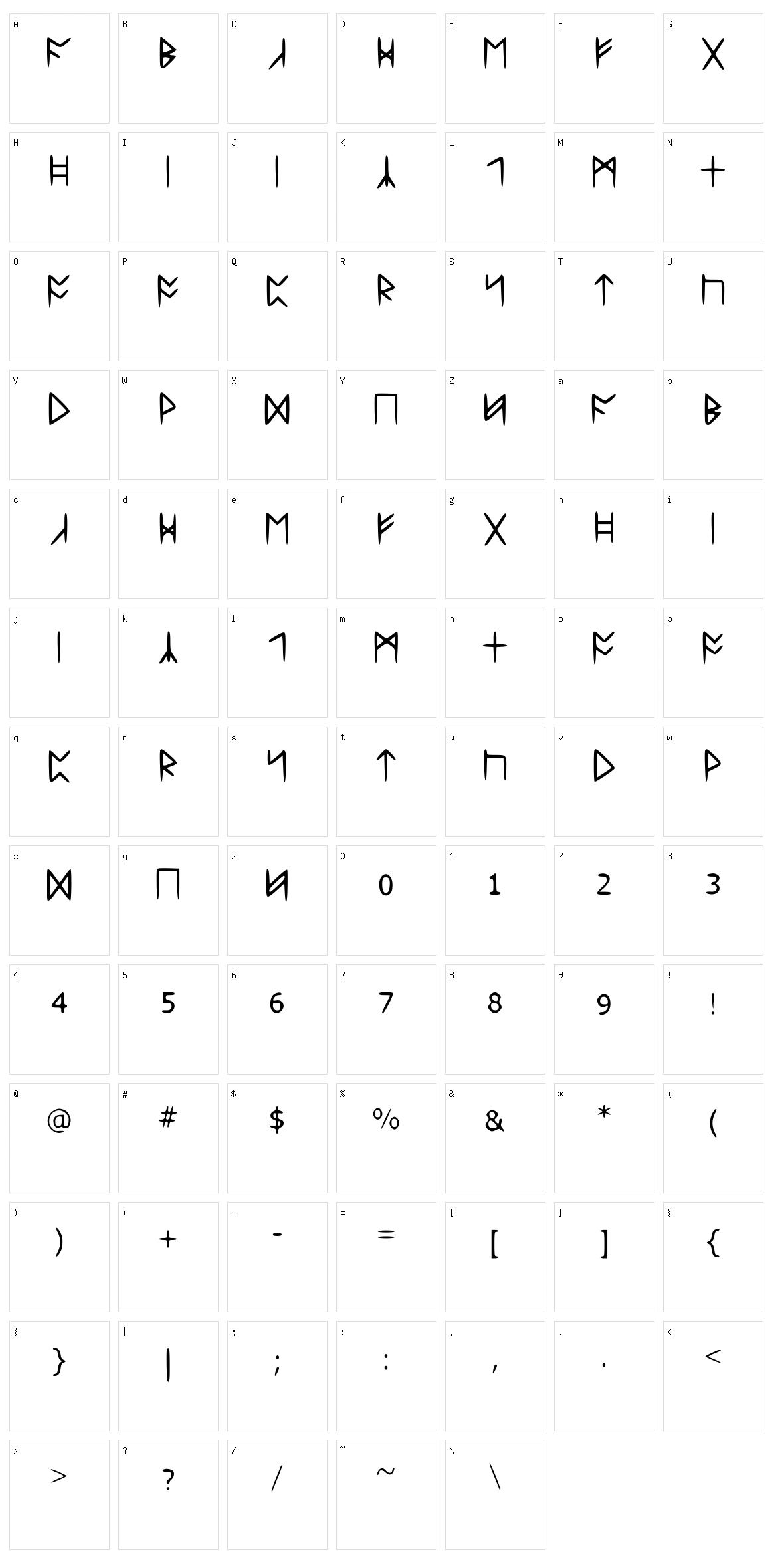 Standard Celtic Rune Character Set